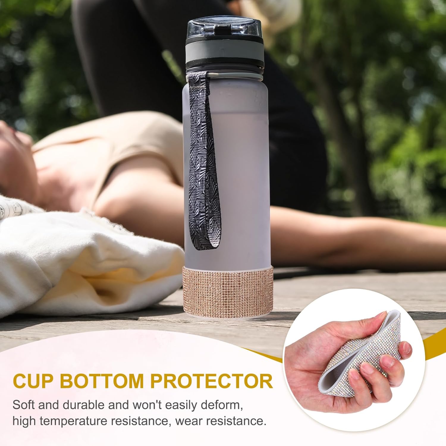 PATIKIL Glitter Silicone Boot, Diamond Water Bottle Protective Boot Shining Anti Slip Cup Sleeve Accessories