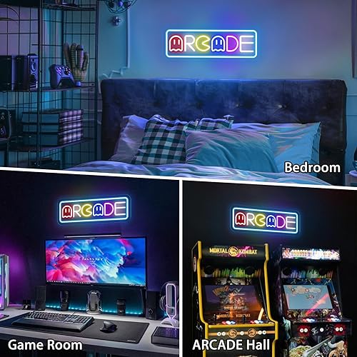 Miniatura 6 de Letrero de neón de arcade para decoración de sala de juegos con interruptor regulable, luz LED de neón para pared de dormitorio, decoración de sala