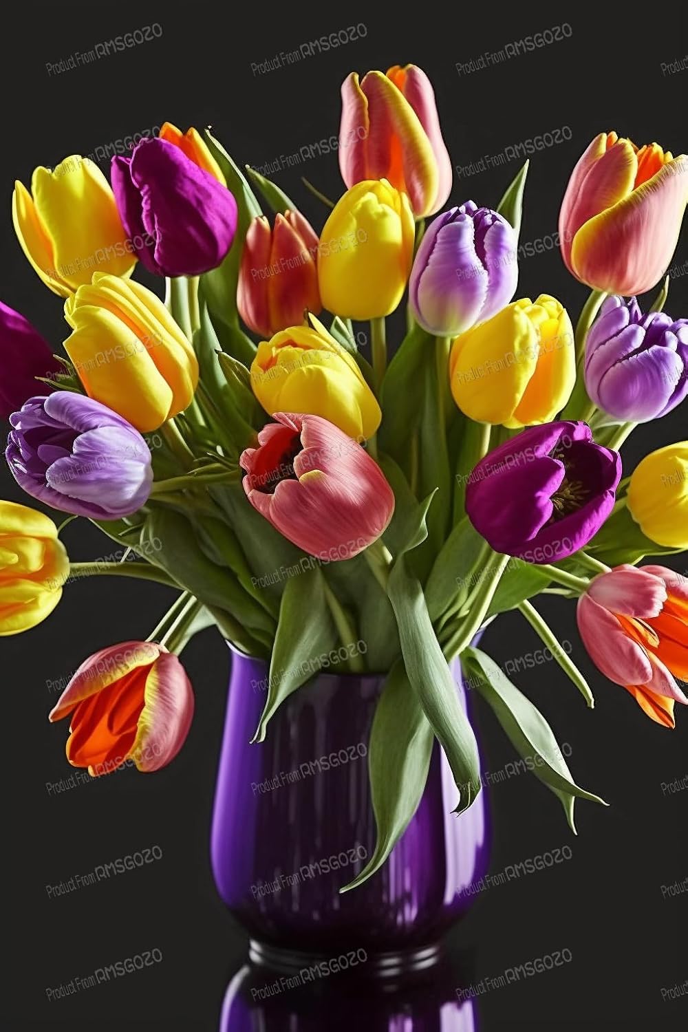RMSGOZO Colorful Tulips Diamond Painting Kits for Adult - Ikebana Art Diamond Painting, Full Round Gemstone Embroidery Diamond Art Kit, for Room Decor Wall Decor Gifts (20 X 24 Inch)