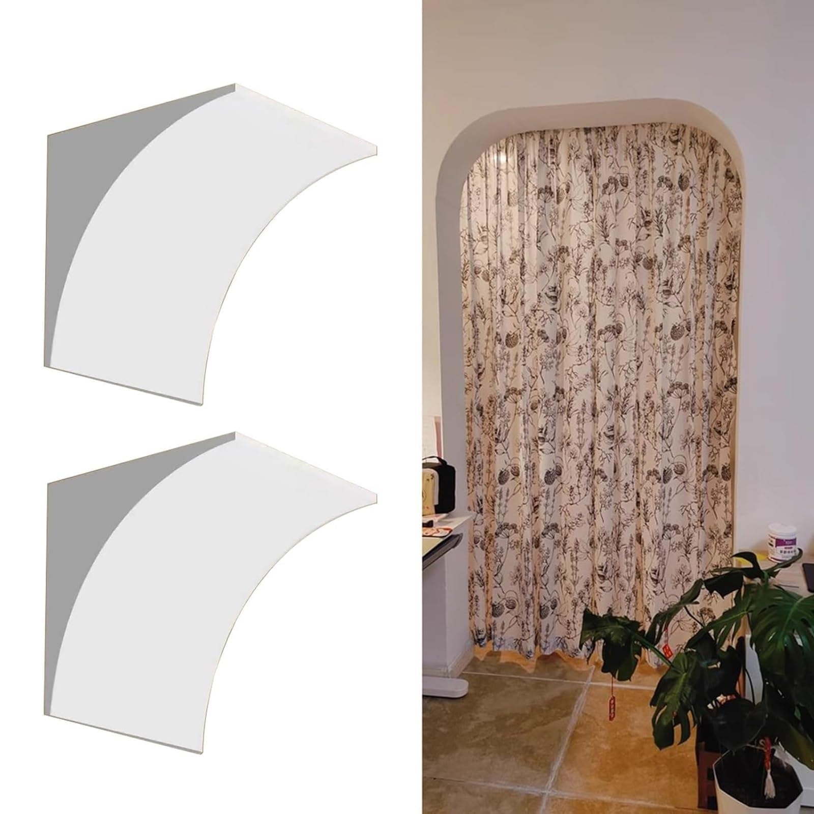 Kit de arco redondeado de puerta de 2 piezas con moldura semicircular elegante para interiores