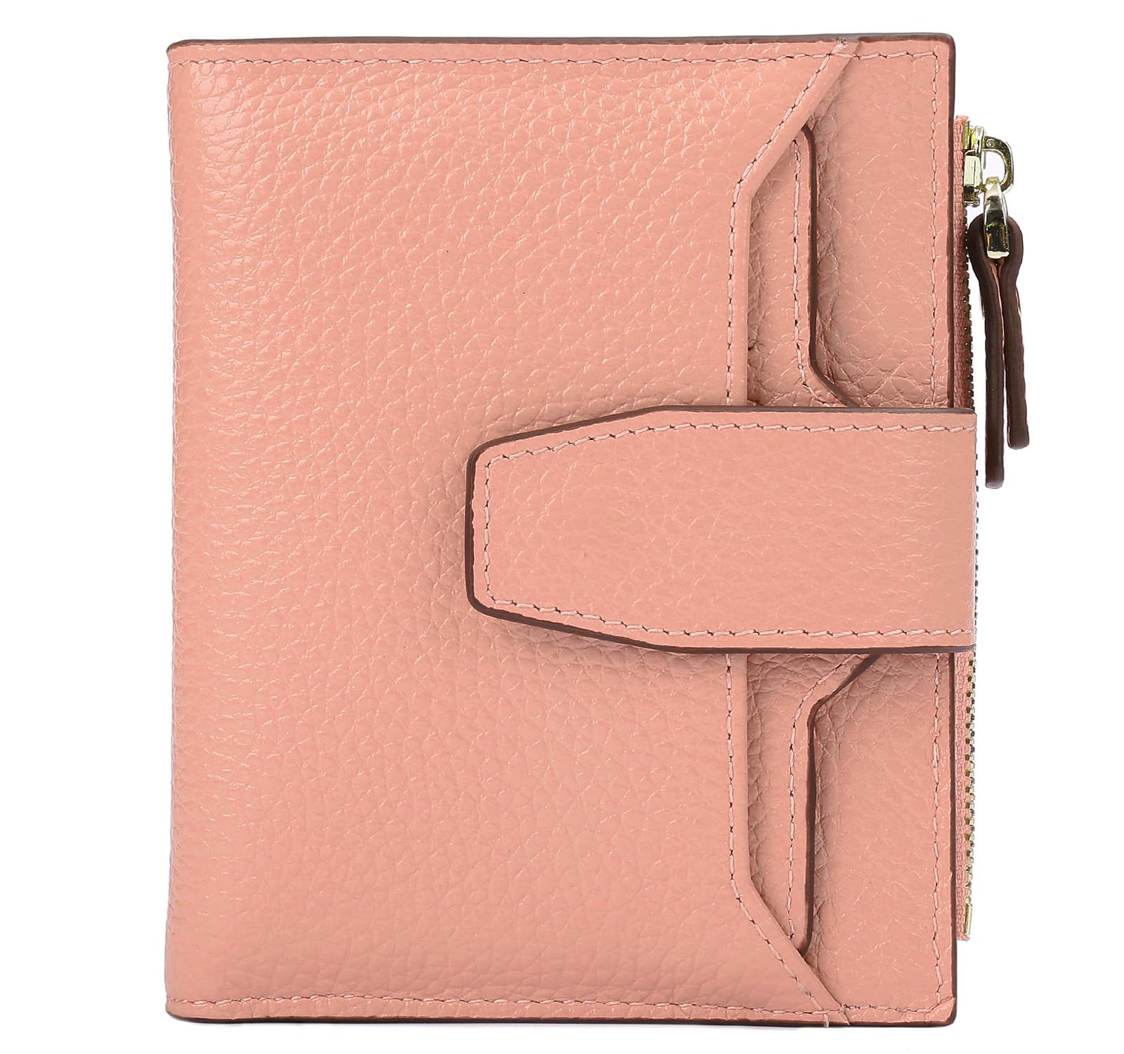AINIMOER Women's RFID Blocking Leather Small Compact Bi-fold Zipper Pocket Wallet Card Case Purse with id Window