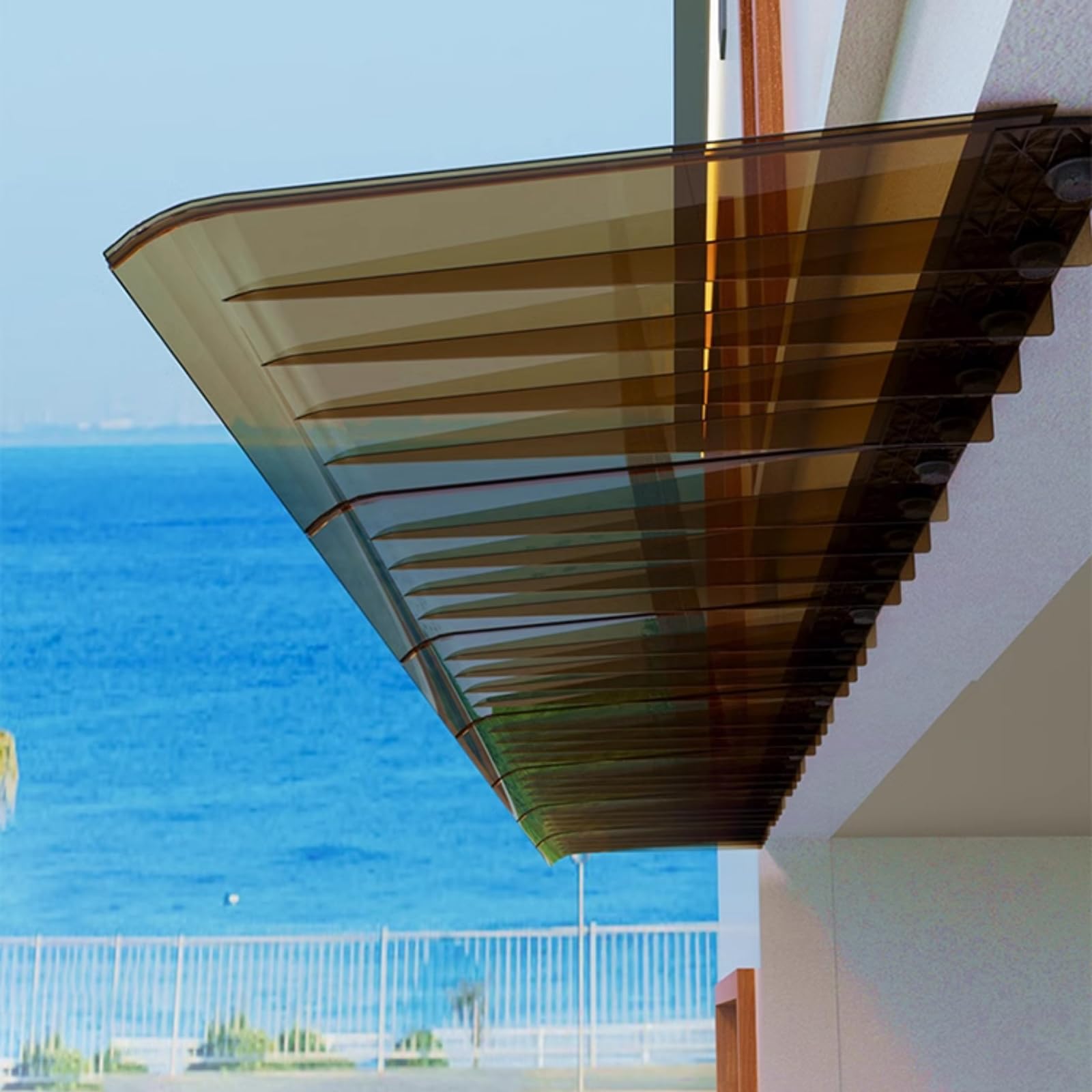GJMSSMY Curved Invisible Door & Window Canopy, Outdoor Awning for Entries, Balconies & Windows - Rain & Snow Protection, Stylish Cover for Home Entrances