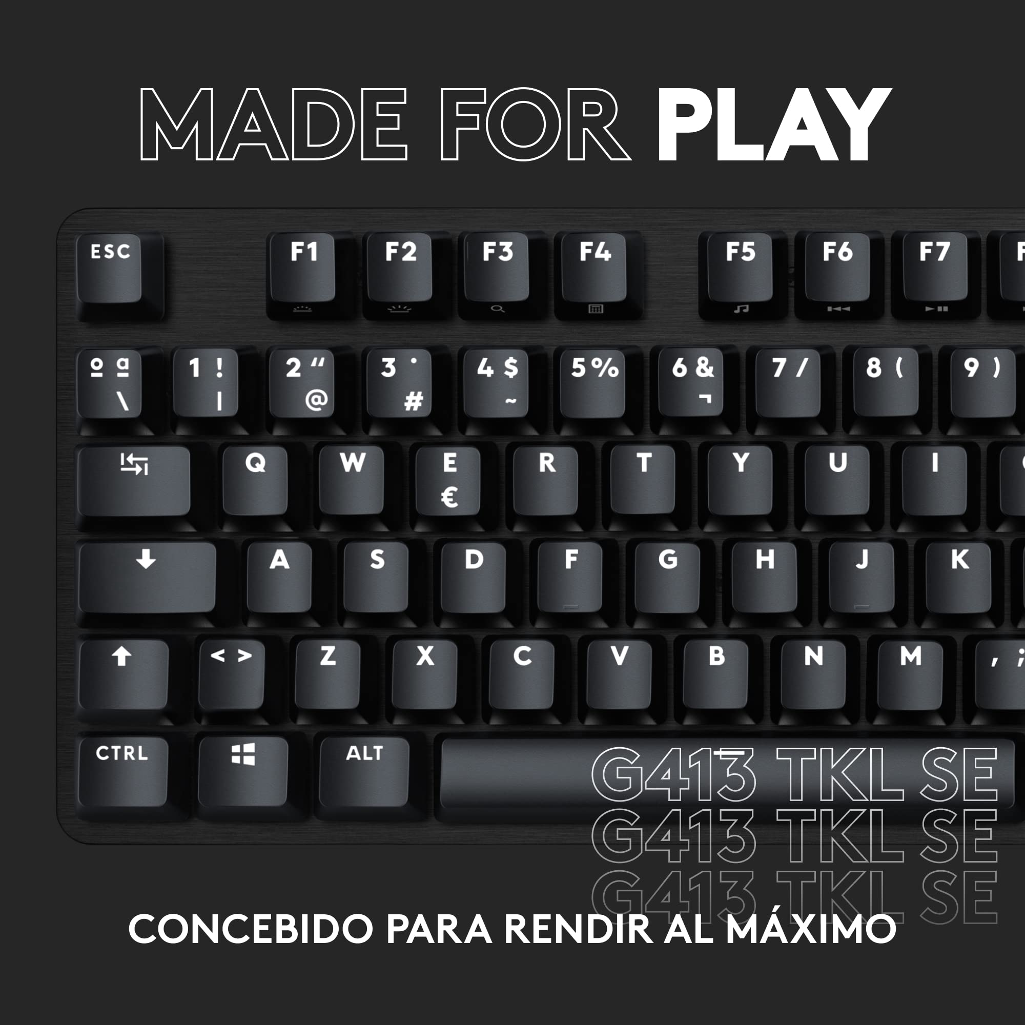 Logitech G G413 TKL SE Teclado Mecánico Gaming, Disposición QWERTY Pan Nordic, Táctil - Negro
