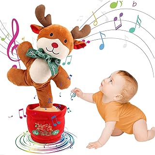 Singing Reindeer Dancing Cactus Baby Toys 6 to 12 Months Musical Light up Toy Mimicking Repeating & Recording Toy for Girls Boys 1 2 3 Year Old Interactive Toys for Kids Gifts