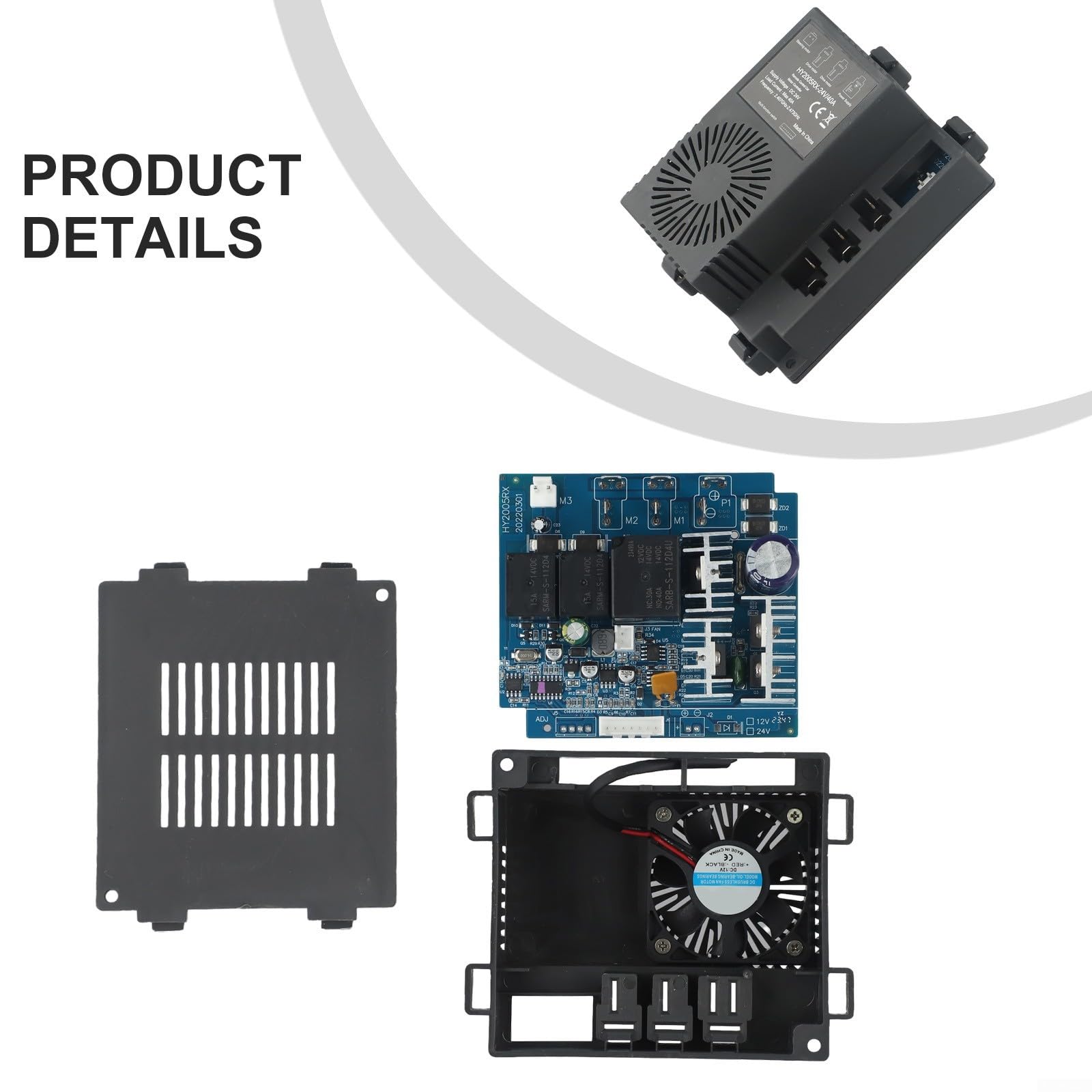 Récepteur HY2005RX 24 V 40 A avec 2 émetteurs 4G Télécommande pour pièces de voiture électrique pour enfants Compatible avec divers véhicules électriques (HY2005RX-24V Récepteur)
