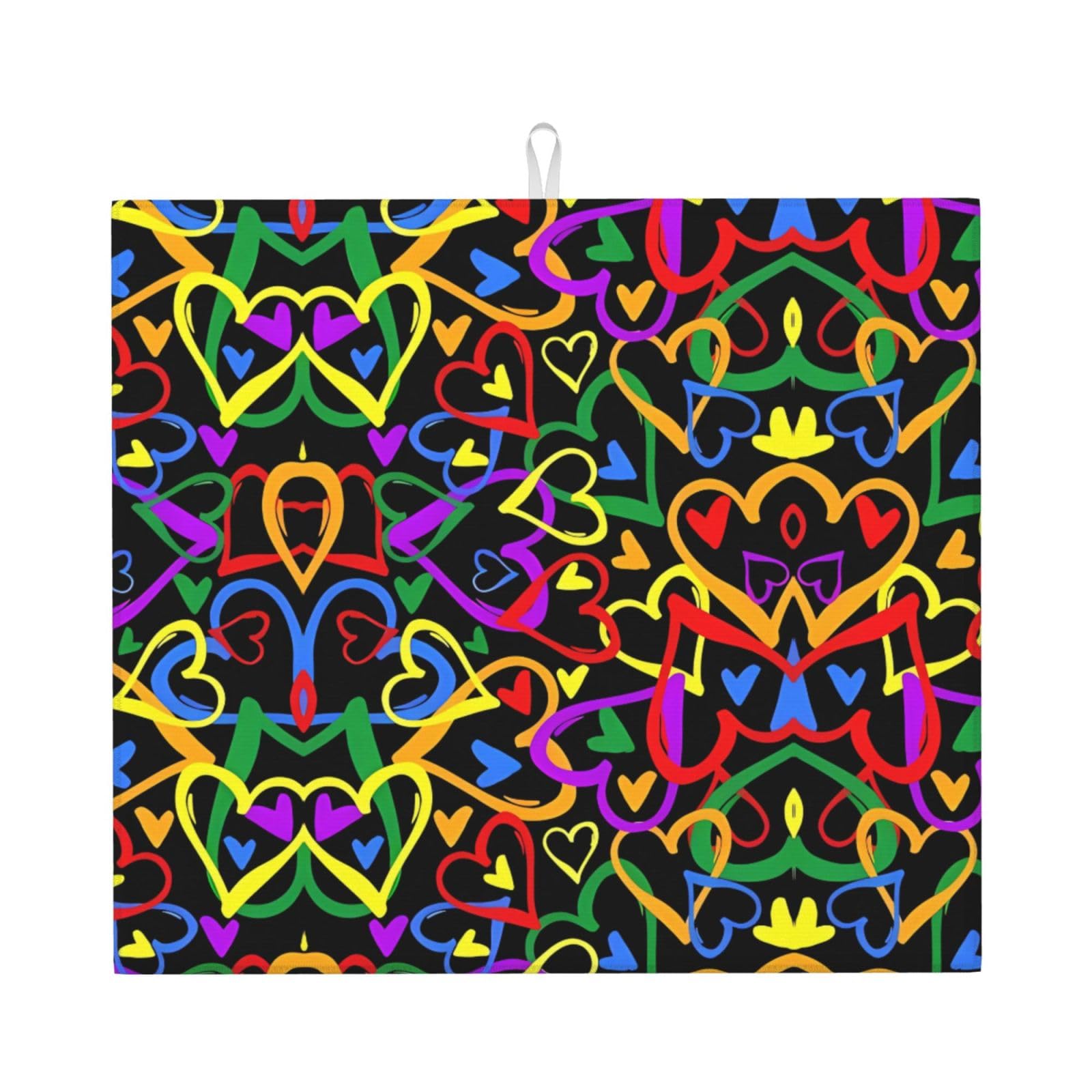HJFCZH Gay Pride Rainbow Prints Kitchen Drying Mat - Absorbent Dish Drying Throw with Vibrant Prints, Quick-Dry Countertop Layer for Dishes & Appliances - Non-Slip & Foldable