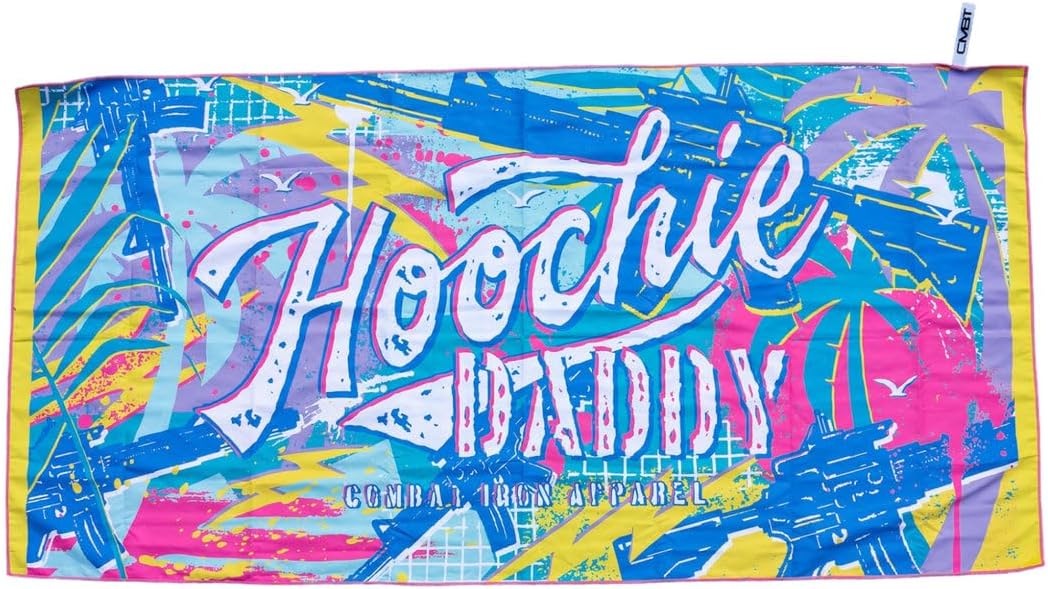 Combat Iron Apparel Microfiber Beach Towel - Fast Drying, Sand-Free Super Absorbent, 3’ x 5’ with Mesh Bag, Ultra Compact (Hoochie Daddy Summertime)