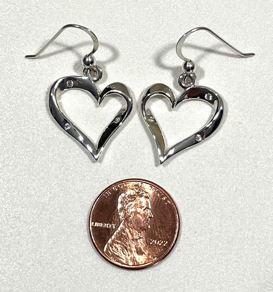 Jewelry Trends Sterling Silver Ribbon Heart Dangle Earrings with CZ's - Image 7