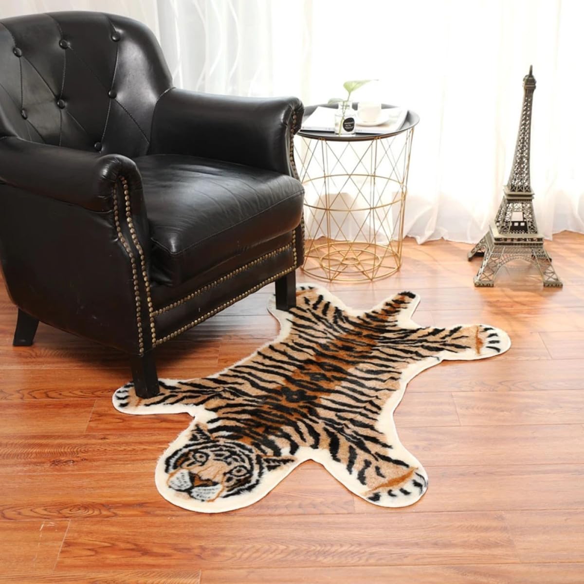 Zerbino Decorativo Motivo Tigre in Fibre Acriliche, Leggero e Antiscivolo, per Ingresso e Bagno, Tappetino per Pavimenti Domestici Resistente e Funzionale