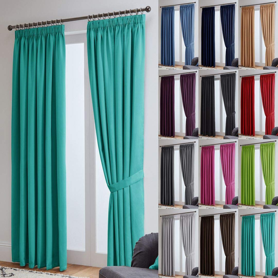 John Aird Blackout Curtains Pencil Pleat with Tie Backs (Teal,W 90" x L 72" (2 Panels) Thermal Energy Saving Curtains for Bedroom & Living Room โ image 1