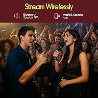 Vista 8 de Pyle Micrófonos inalámbricos, micrófonos duales UHF profesionales para karaoke, sistema de micrófono dinámico inalámbrico con receptor recargable