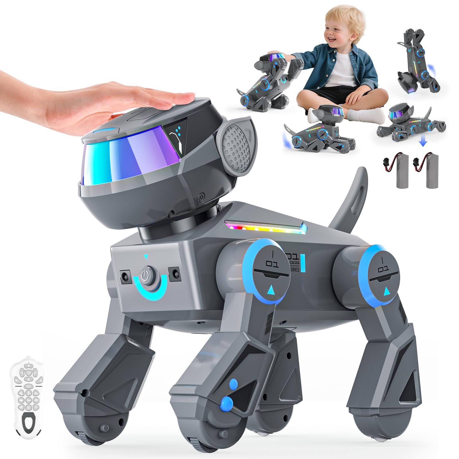 Robot Cane Giocattolo per Bambini 3+ Anni, Giocattoli Programmabile Robot Cane Intelligente con Bluetooth, Giochi Interattivo Che Canta e Danza Regalo di Natale per Bimbo Bimba 3 4 5 6 7 8 Anni
