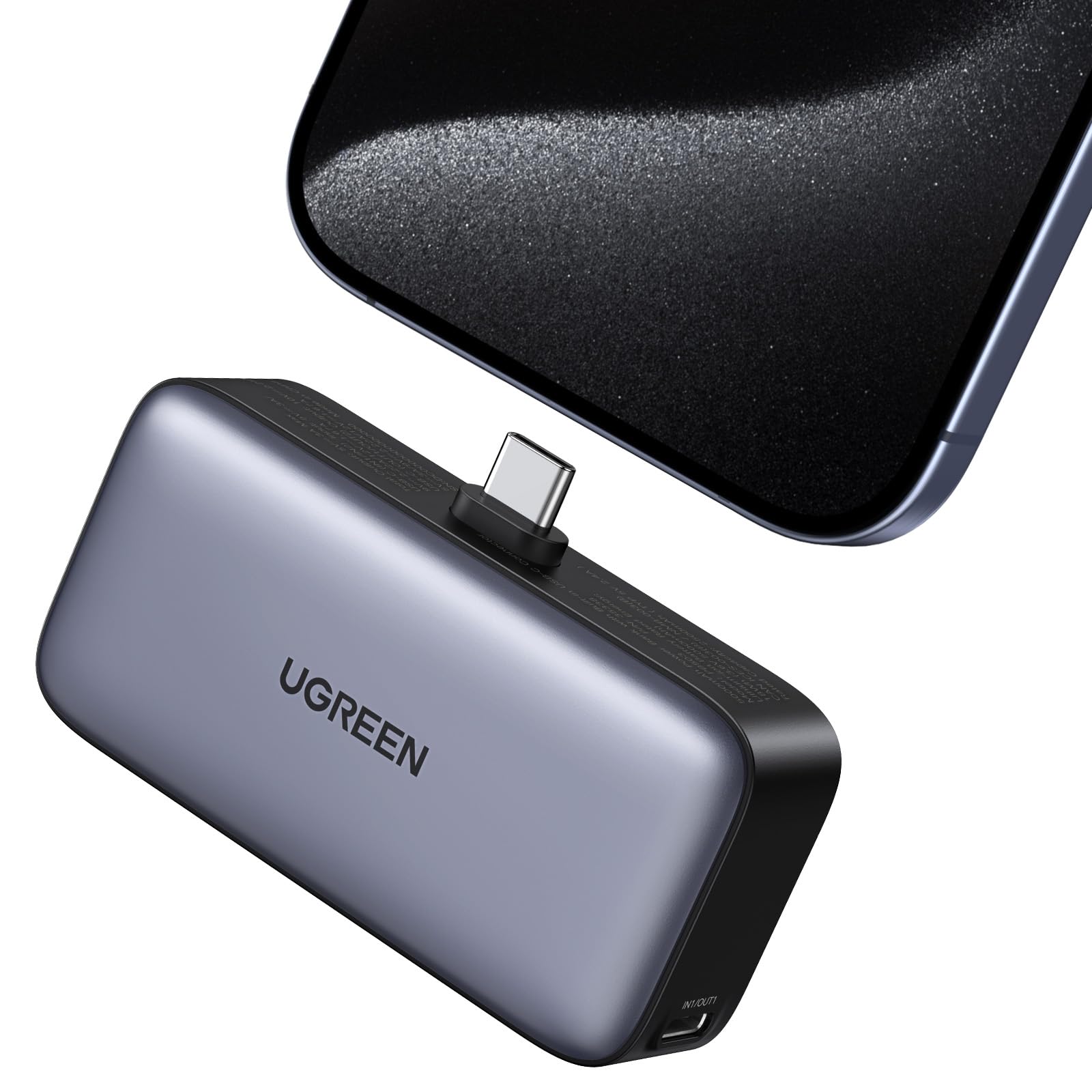 UGREEN Mini iPhone Power Bank with Foldable Stand, Built-in USB-C Connector, 22.5W 5000mAh Battery, 2 Port Portable Charger Power Bank for iPhone 16/15 Series, iPad, Samsung Galaxy S25/S24, Pixel 9