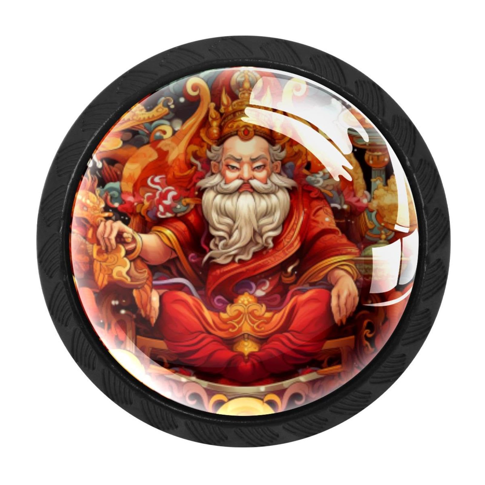 CHENZZZZ 4 Pieces Kitchen Cabinet Drawer Dresser Door Knobs Pulls Handles, the God of Wealth