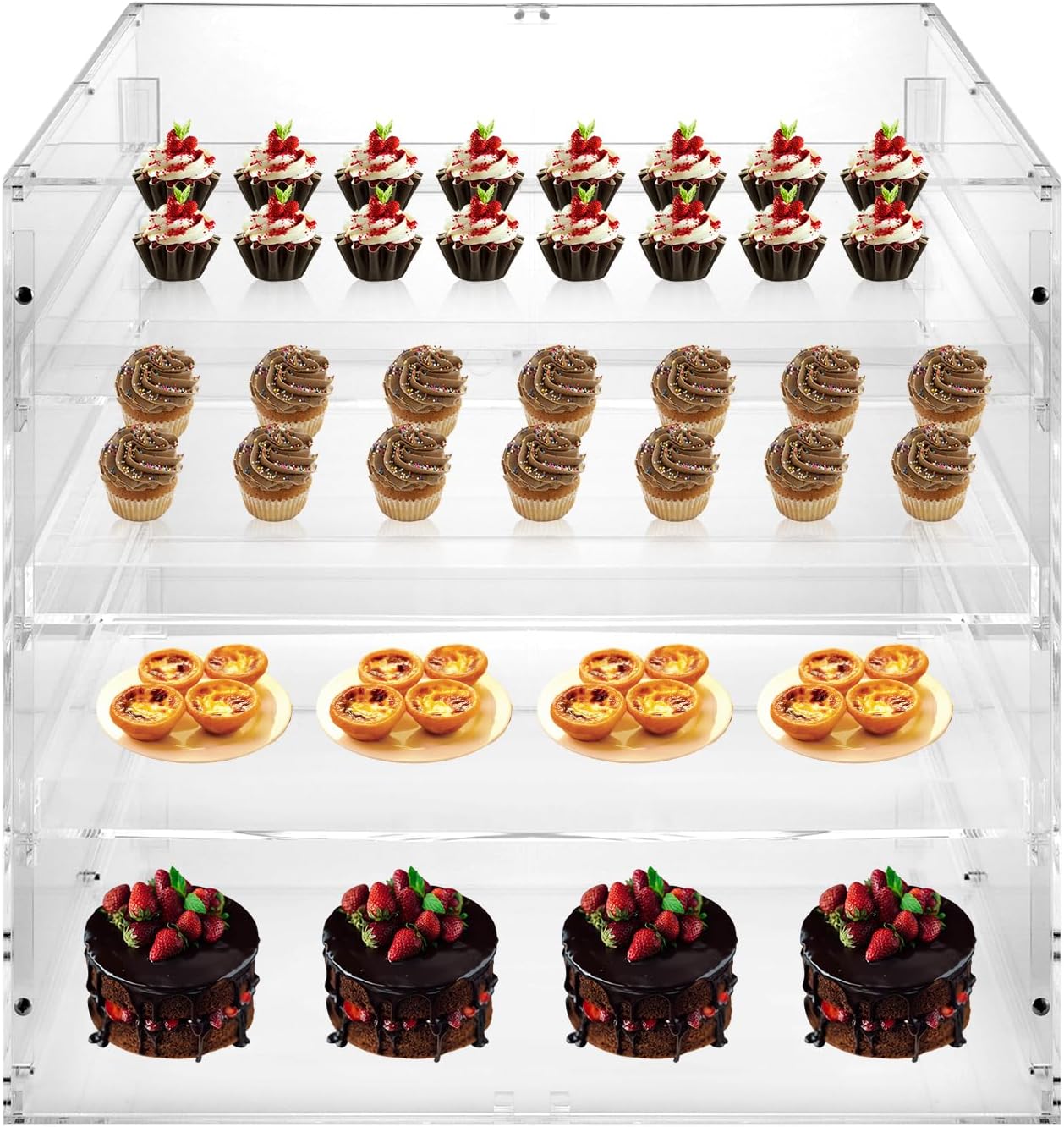 Acrylic Bakery Display Case, 3 Tray Countertop Pastry