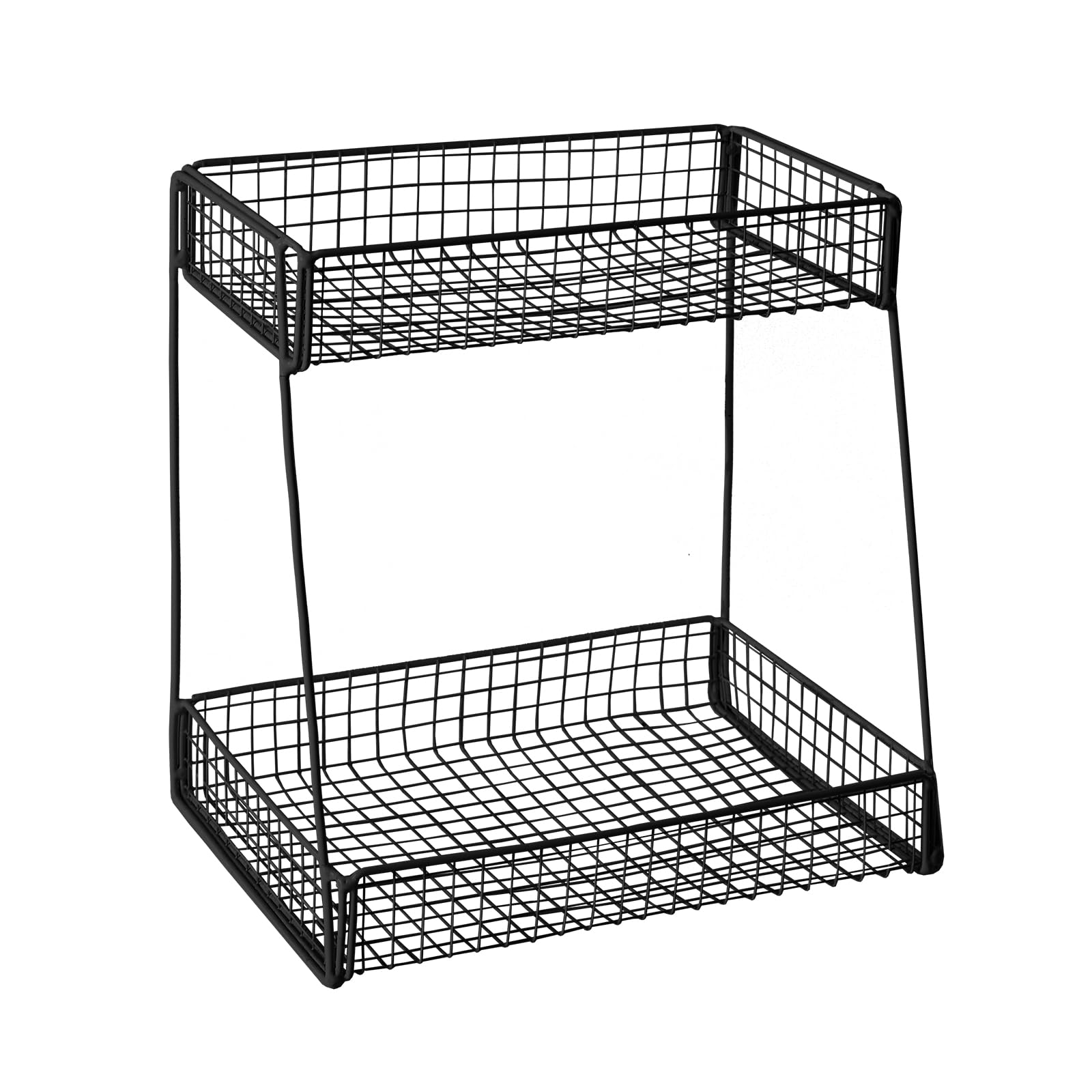 Sunnynest Black 2-Tier Large Storage Bathroom Counter Organizer Vegetable Storage Rack Double Tier Decorative Organiser Spice Rack (Black)