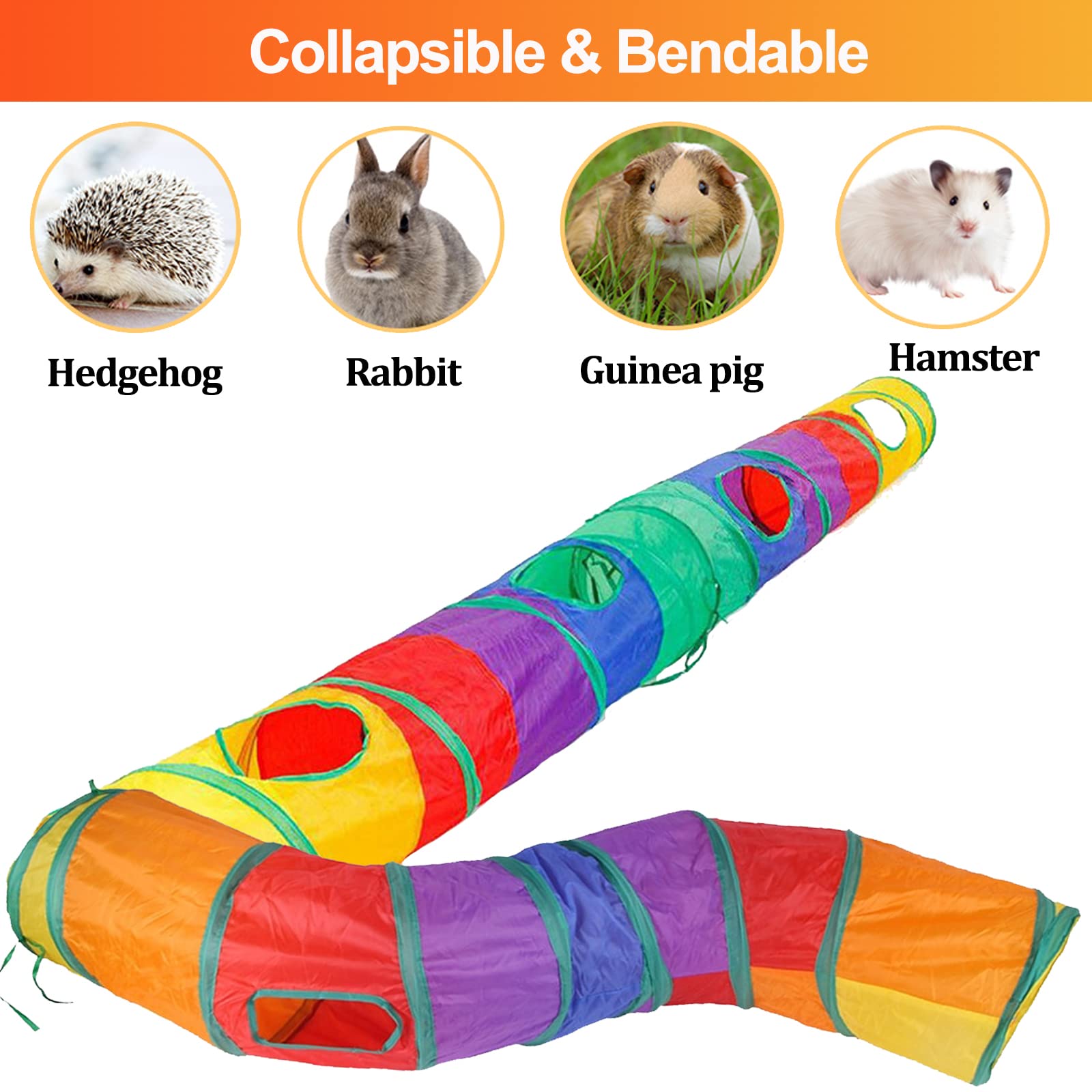 HERCOCCI Rabbit Toys, Collapsible Bunny Tunnels and Tubes with 4 Pack