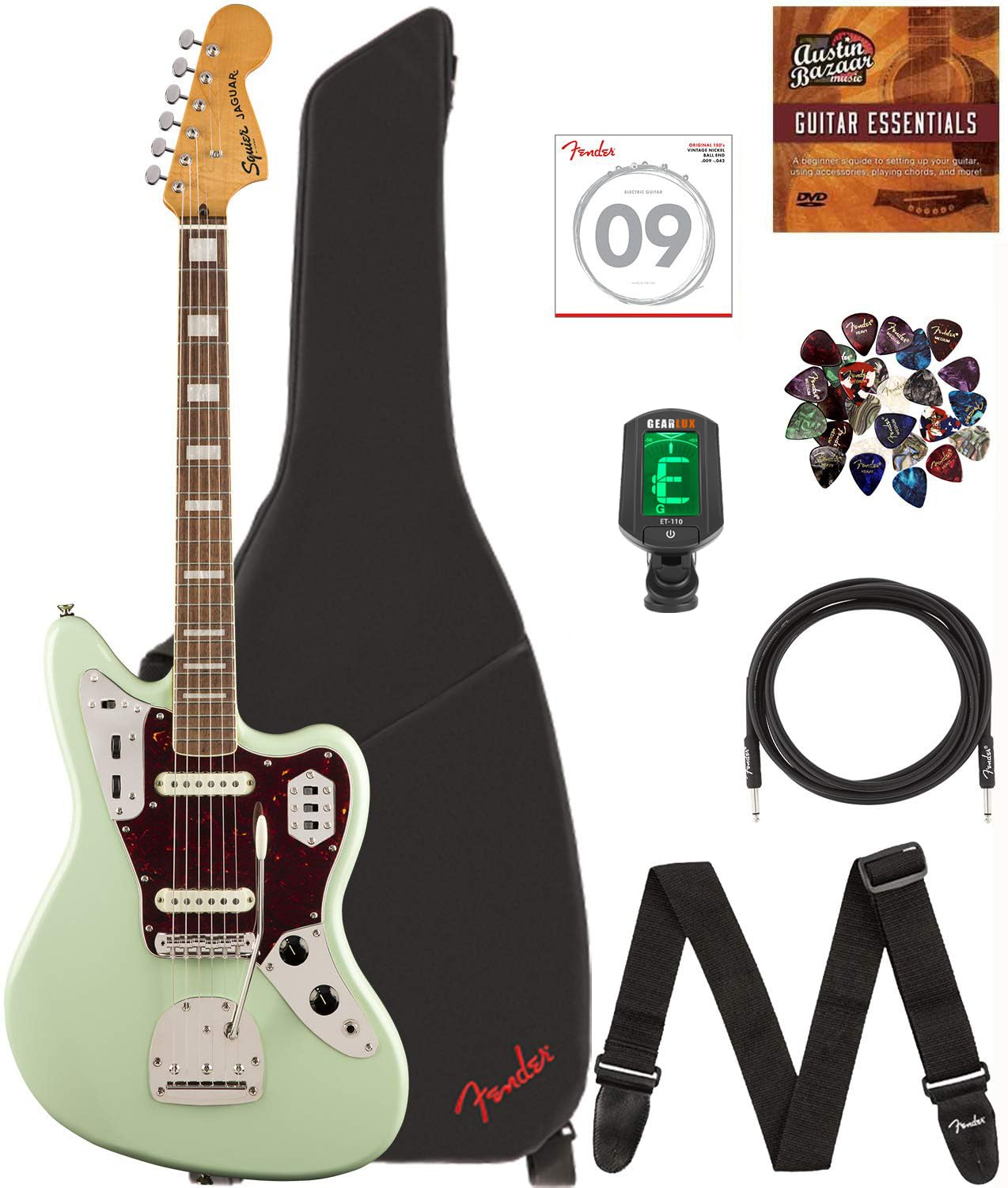 Amazon.com: Fender Squier Classic Vibe '70s Jaguar - Paquete verde
