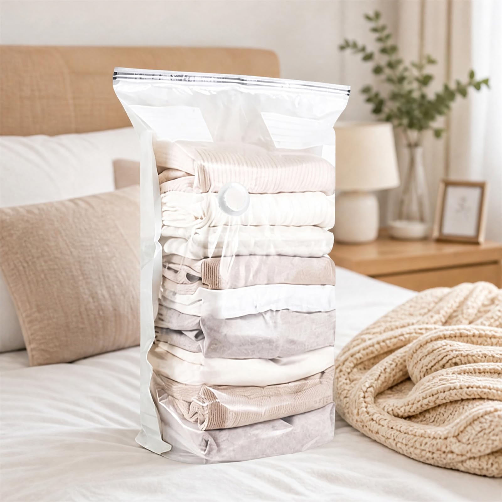 Bolsas de almacenamiento al vacío, bolsas reutilizables para ahorrar espacio, prensa y sellar para ropa, ropa de cama, edredones, equipo fuera de temporada, no necesita bomba, 9 paquetes para una