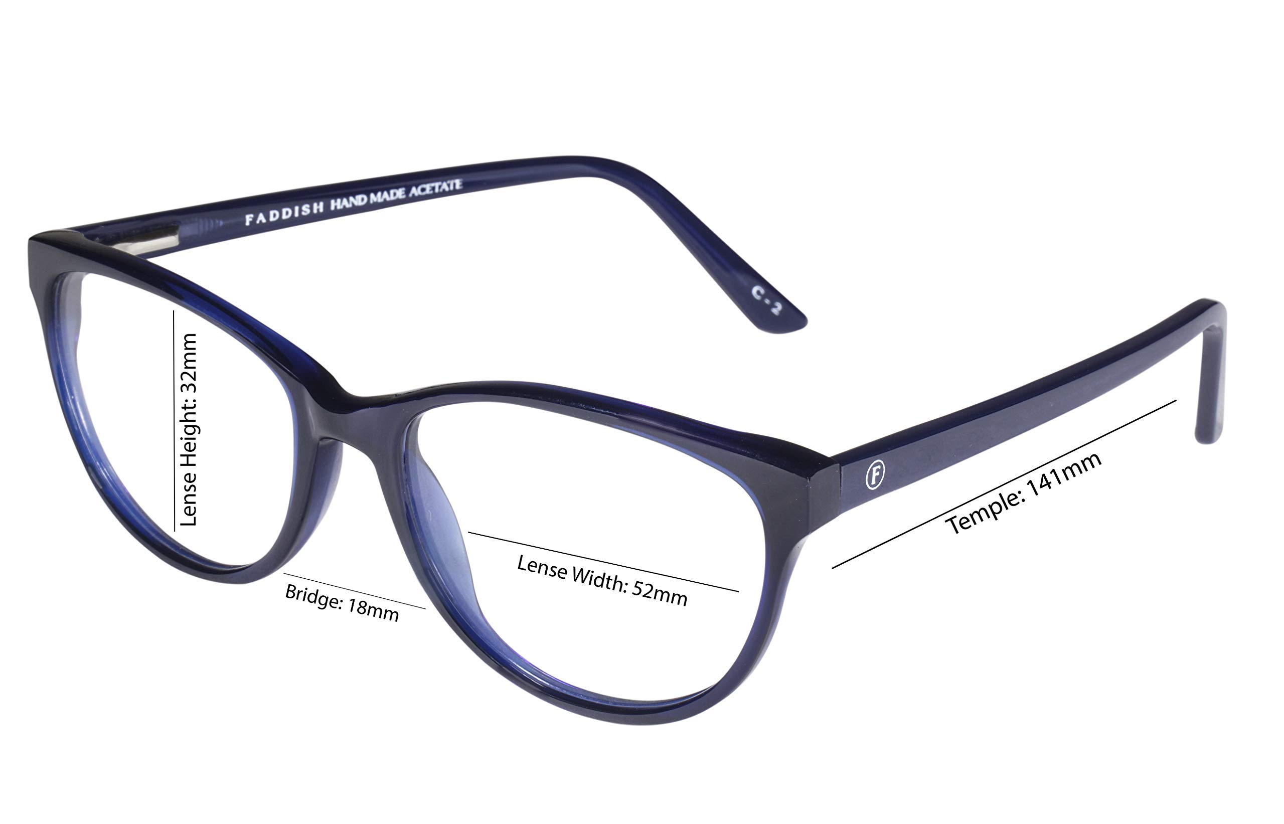 Faddish Full Rim Cateye Women Spectacle Frame (M-540|Zero Power|Blue) (Premium Acetate) - Image 4 thumbnail
