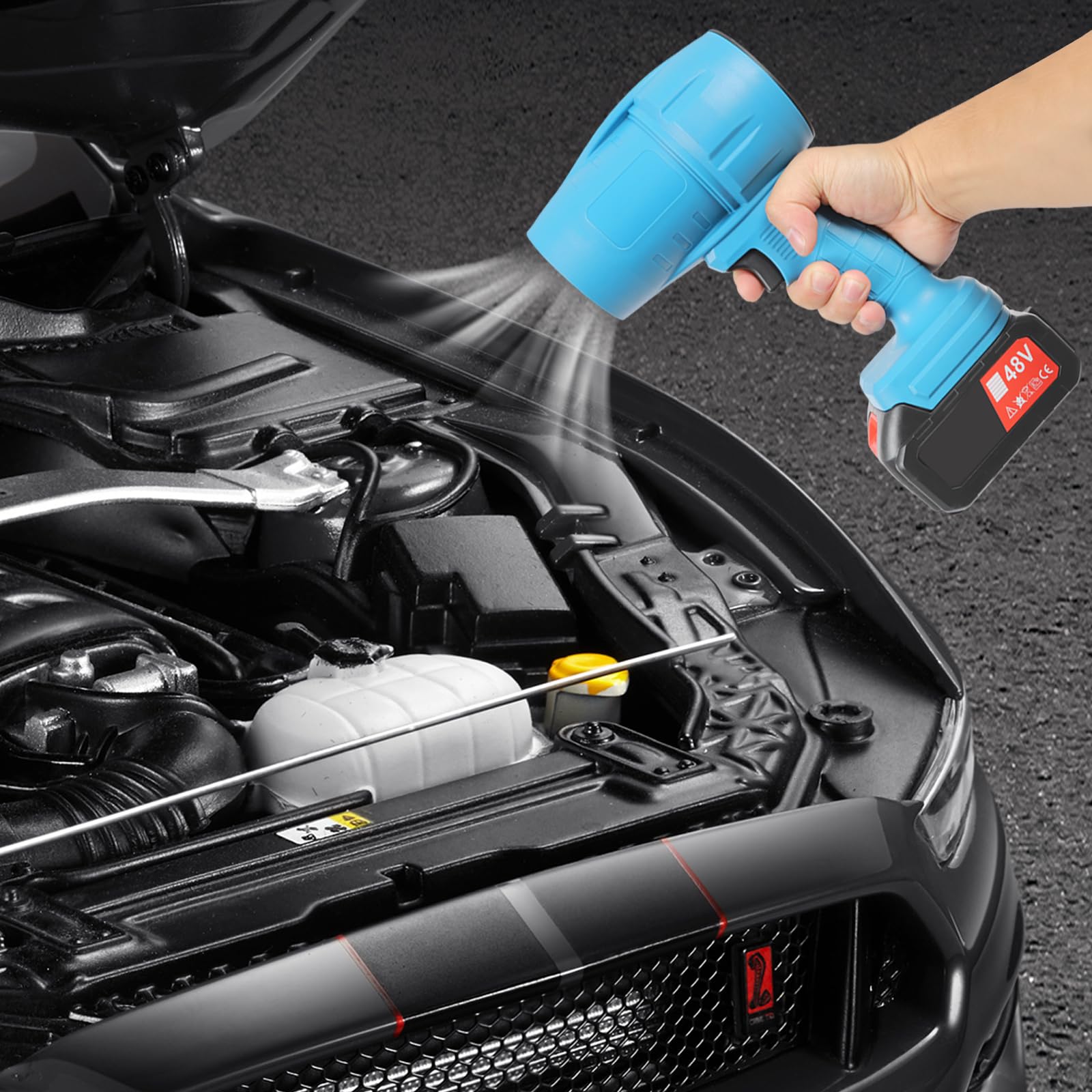 CNCEST Car Dryer, Portable Cordless Car Dryer, 200W 28000rpm Car Blower, for Home Cleaning, Car Cleaning, Floor Cleaning, Pet Hair Cleaning (Blue)