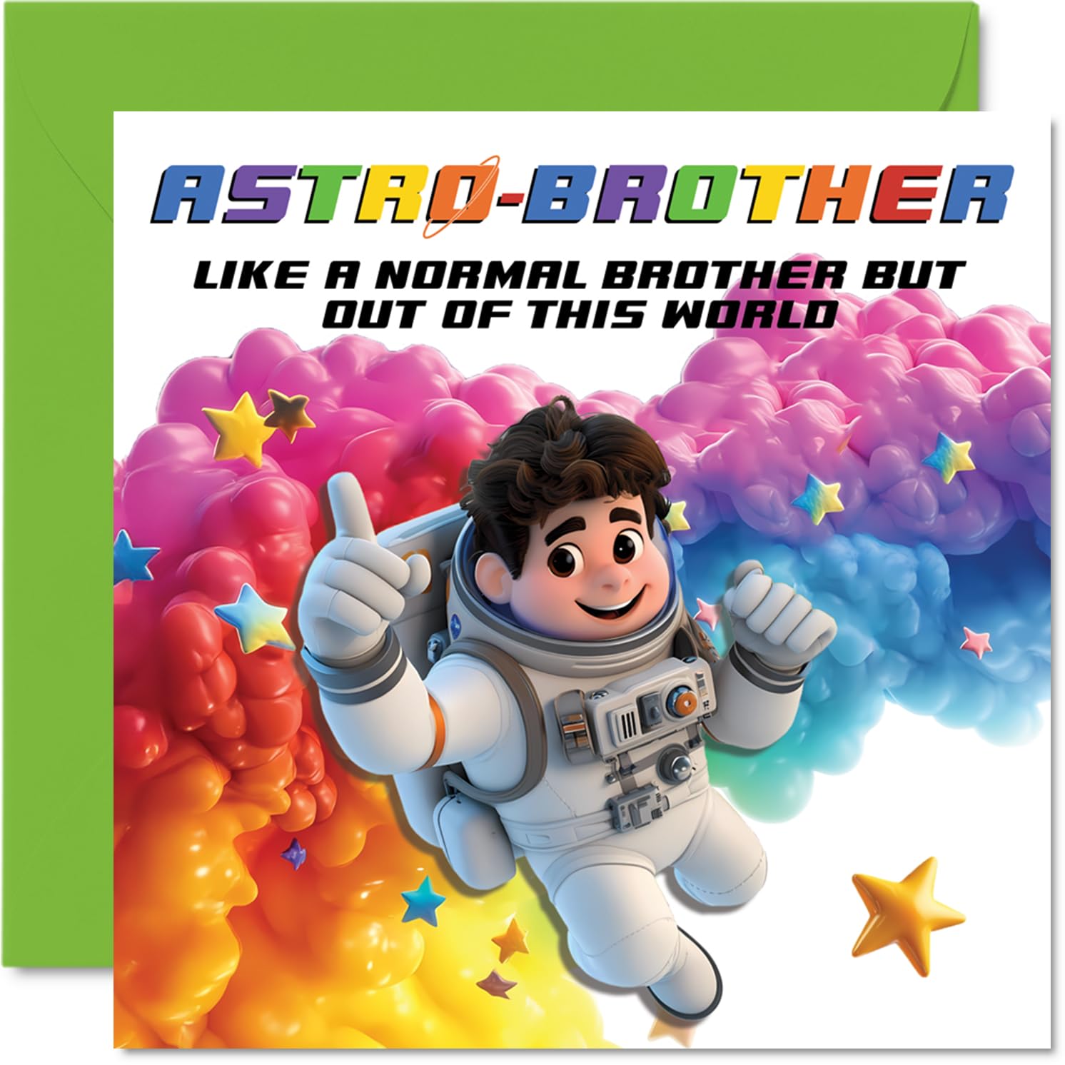Brother Birthday Card - Astro-Brother - Happy Birthday Card for Brother from Sister Brother, 145mm Astronaut Space Bday Greeting Cards