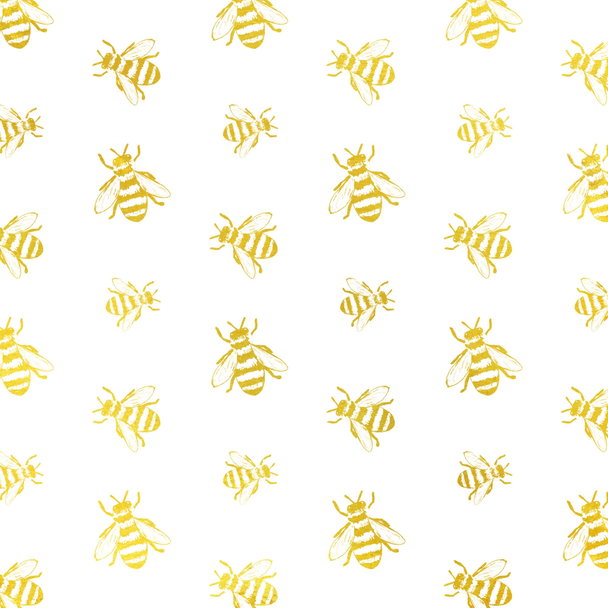 MR FIVE 30 Sheets White Metallic Gold Bee Tissue Paper, 20" x 28", Gold Bee Design for Gift Bags & Parties