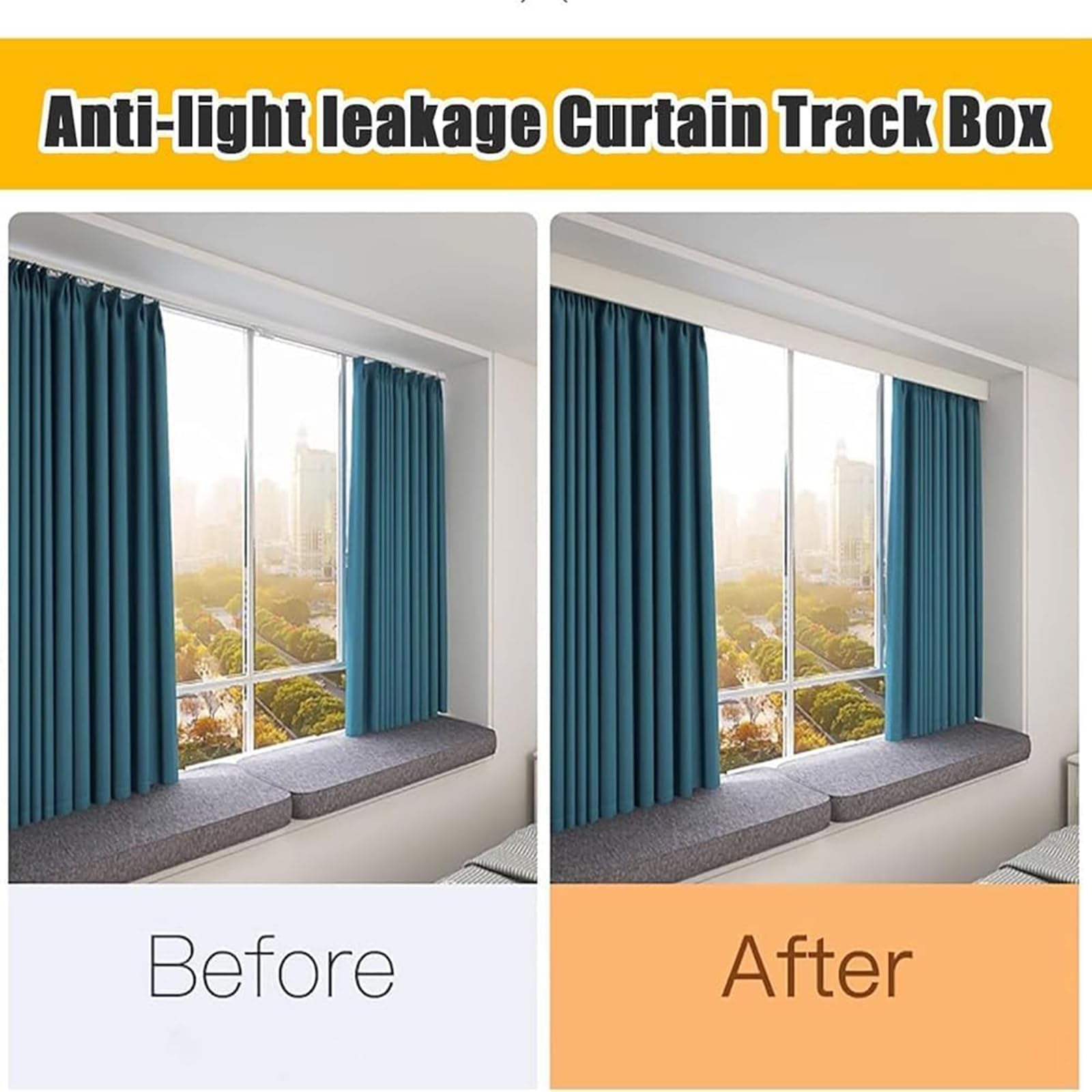 Caja de cortina de doble riel con riel, cortina en capas, solución moderna para cortinas, diseño funcional para mejorar la decoración del hogar