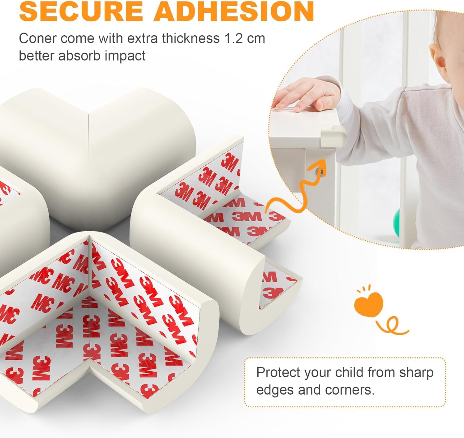 8 PCS Baby Proofing Corner Guards,Safety Pre-Taped Rubber Foam Furniture Bumper for Fireplace,Soft Rubber Foam Cushion Covers - Image 3