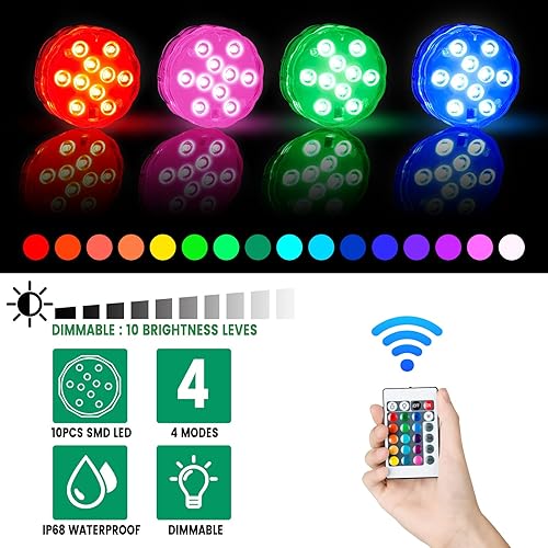 Miniatura 4 de Dobertry Luces de bañera, luz subacuática con pilas para baño, bañera, spa, luz de baño, ducha, accesorios de baño para mujeres, relajante, control