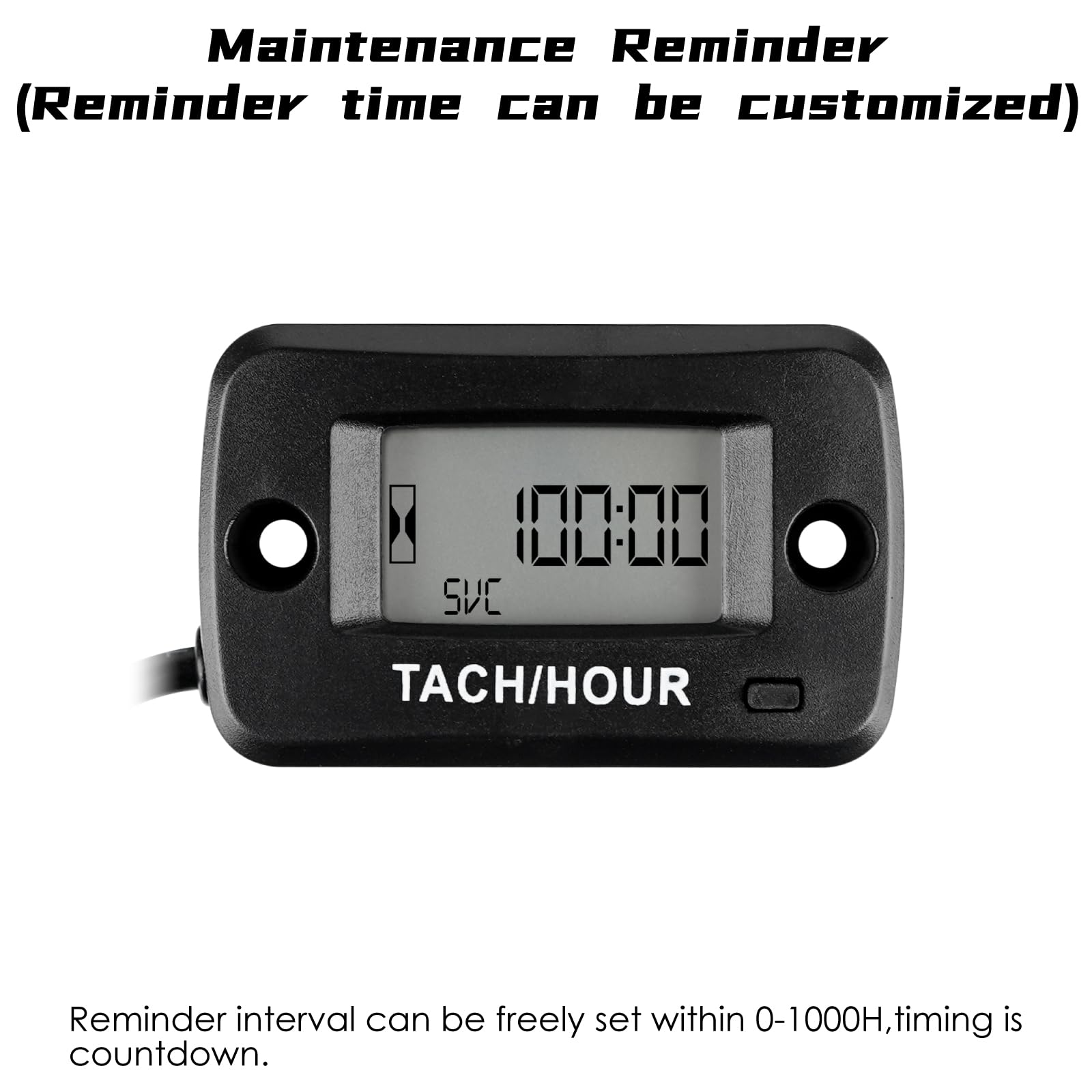 Jayron Magnetic Detact Tachymètre Numérique RPM Speed Meter RE-Settable JOB Intervalle de Maintenance Programmable Conception étanche,pour les Générateurs de Tondeuse à Gazon Tous les Types de Moteurs