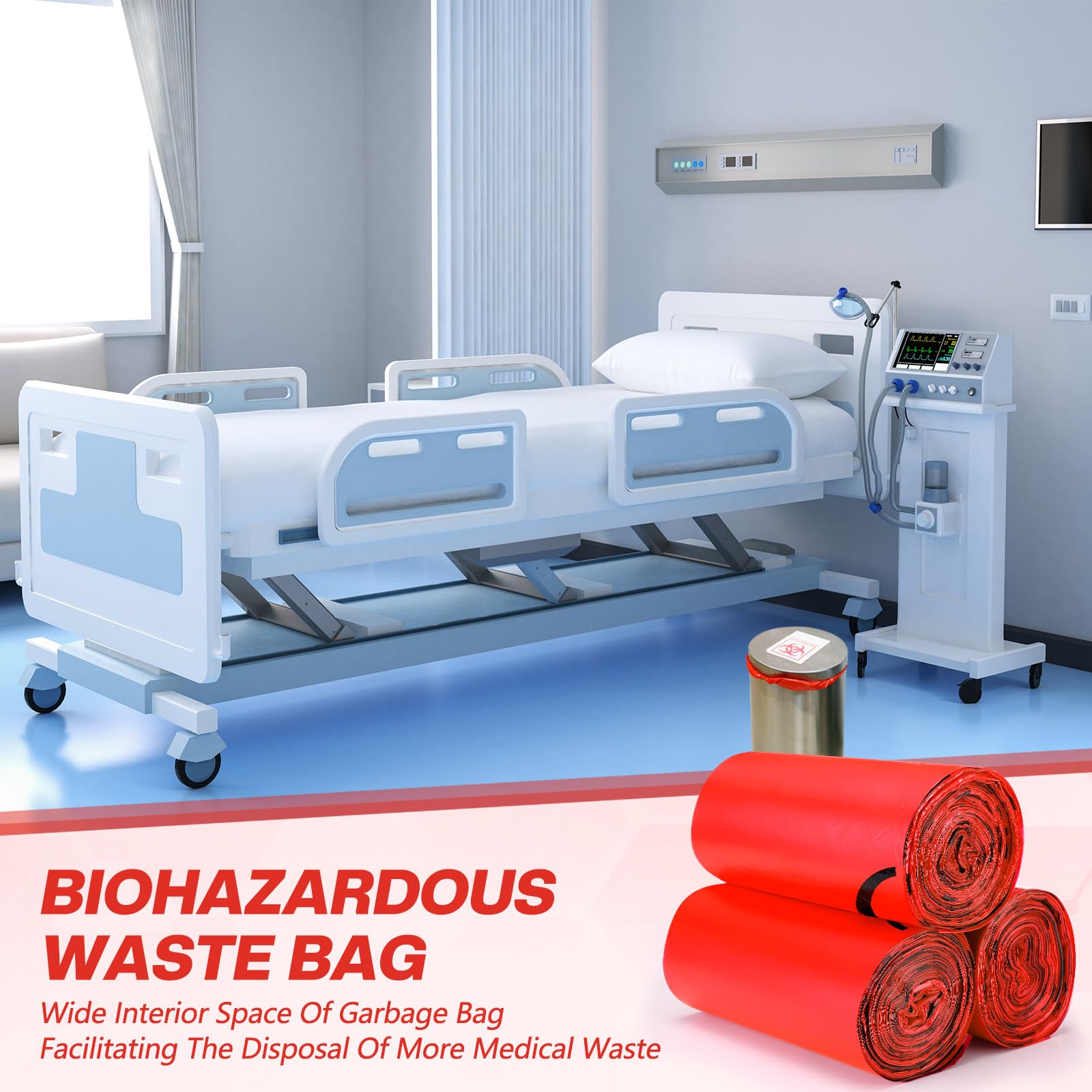 Geiserailie 200 Pack Red Biohazard Waste Bags 3 Gallon Infectious Trash — Amazon image 5