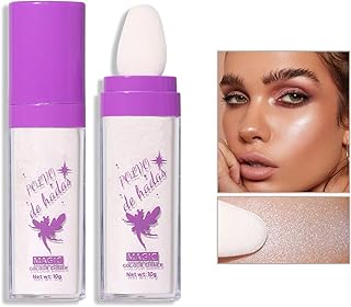 Polvo De Hadas Body Highlighter, Body Glitter Shimmer Highlighter Powder Makeup Stick, Multipurpose Contour Stick for Face Highlighter, Eyeshadow, Blush Highlighter Fairy Glitter Makeup - White