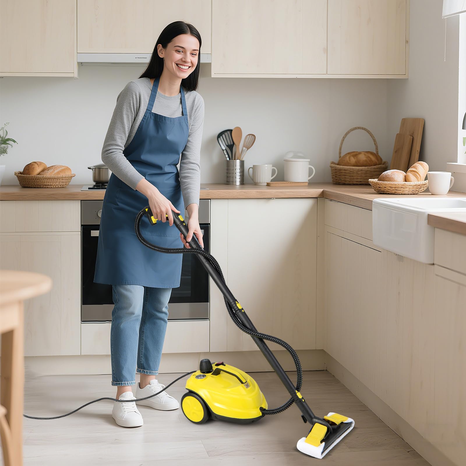 RELAX4LIFE Limpiador a vapor 2000 W, presión de vapor: 5 bar, potencia de superficie: 108 m², depósito: 1,8 L, tiempo de calentamiento: 8 min, Steam Cleaner con kit de limpieza de suelos y boquillas