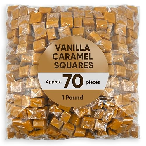 Caramelos cuadrados de caramelo de vainilla envueltos individualmente, 1 libra aproximadamente 70 caramelos derretidos, dulces de Navidad ideales disponible en Yaxa Peru