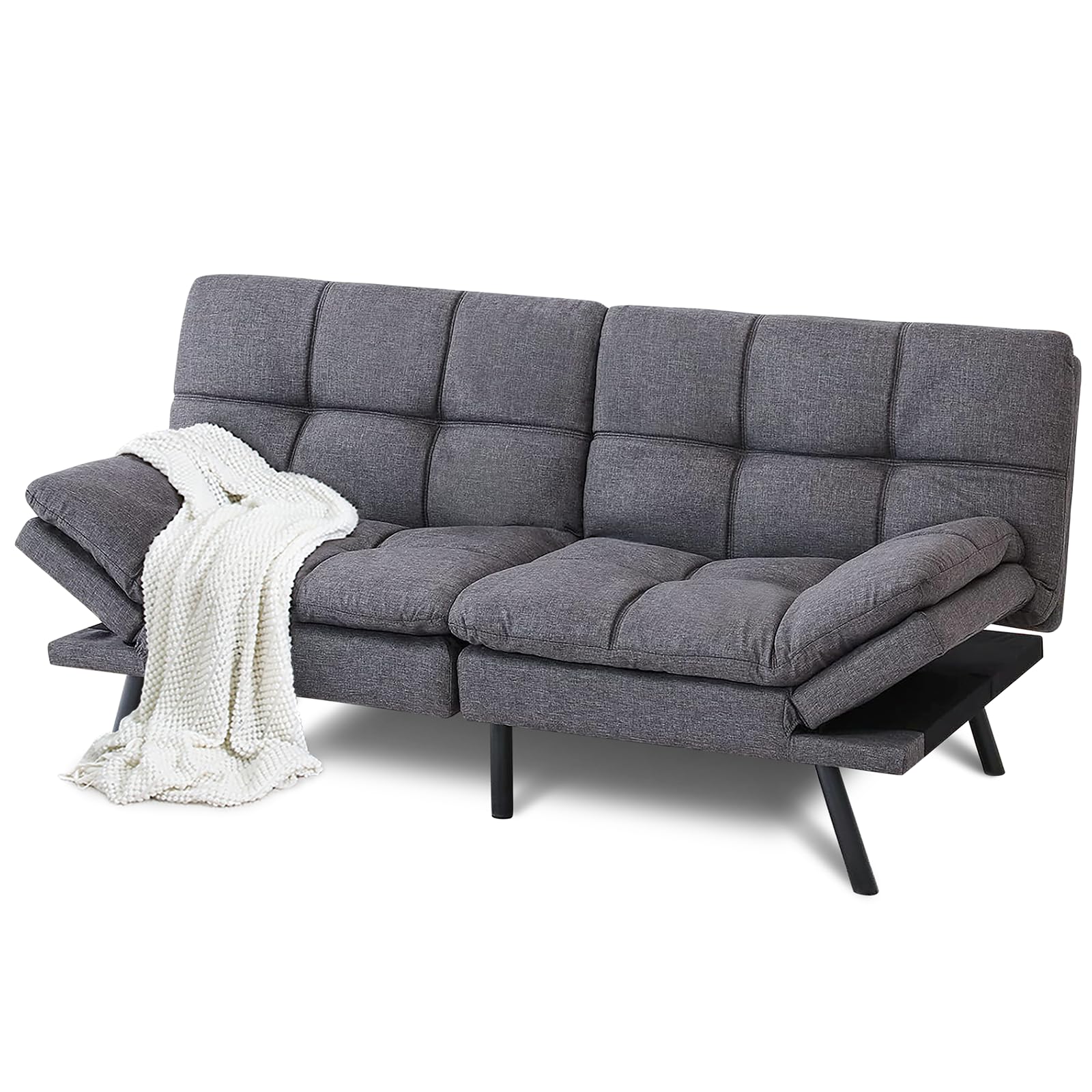 Opoiar Comfort Fabric Futon Gray Sofabed, Grey-002