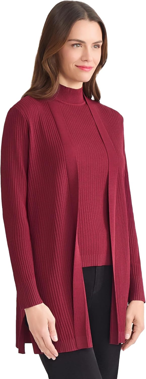 Jones New York Women's Long Sleeve Ribbed Cardigan Sweater - Image 4