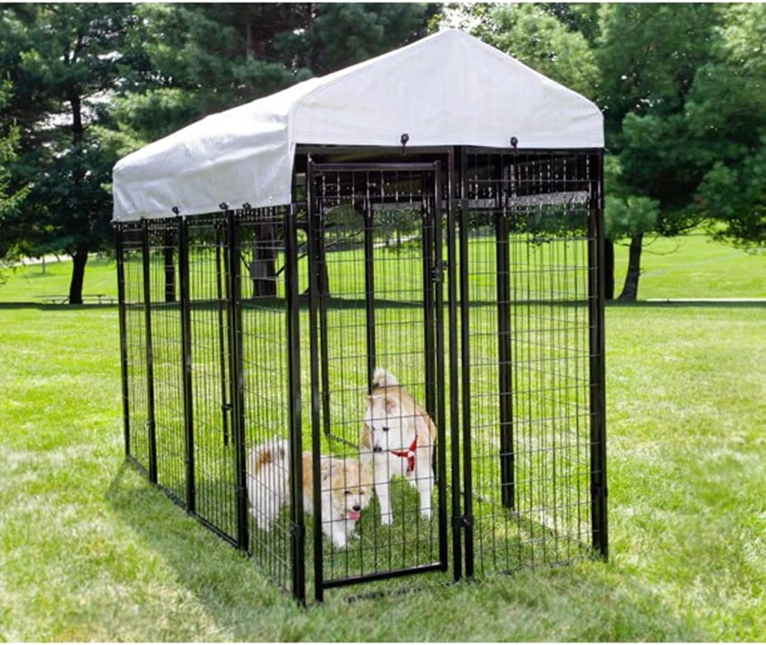 Black Welded Wire Dog Kennel, Heavy Duty, Training, Locking, for Indoors and