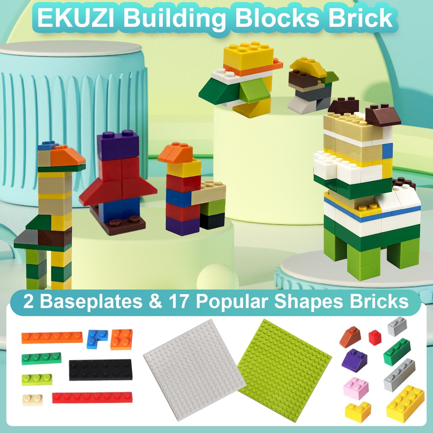 Classic Bricks Compatible with Lego Base Plates (500pcs+2plates)