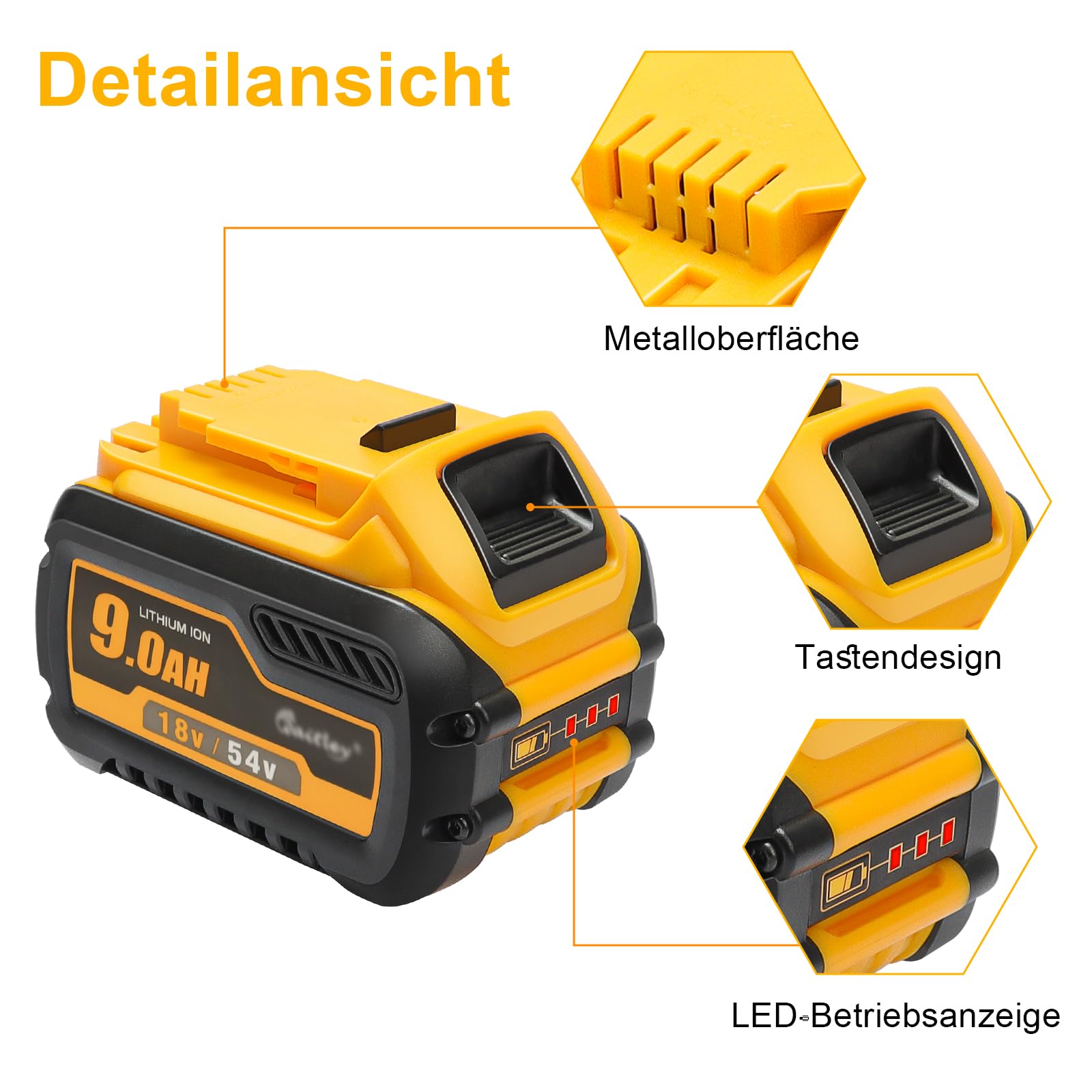 QUPERR 2 baterías de repuesto para Dewalt 54 V/18 V de alta capacidad (3000 mAh/9000 mAh) DCB609, DCB606, DCB547 y DCB548 – Compatible con herramientas eléctricas Dewalt 18 V y 54 V