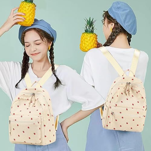 Miniatura 9 de Bluboon Mini mochilas para niñas pequeñas, mochila escolar, mochila kawaii para mujer, Pana Fresa-beige, Pequeño, Mini mochila casual para niñas