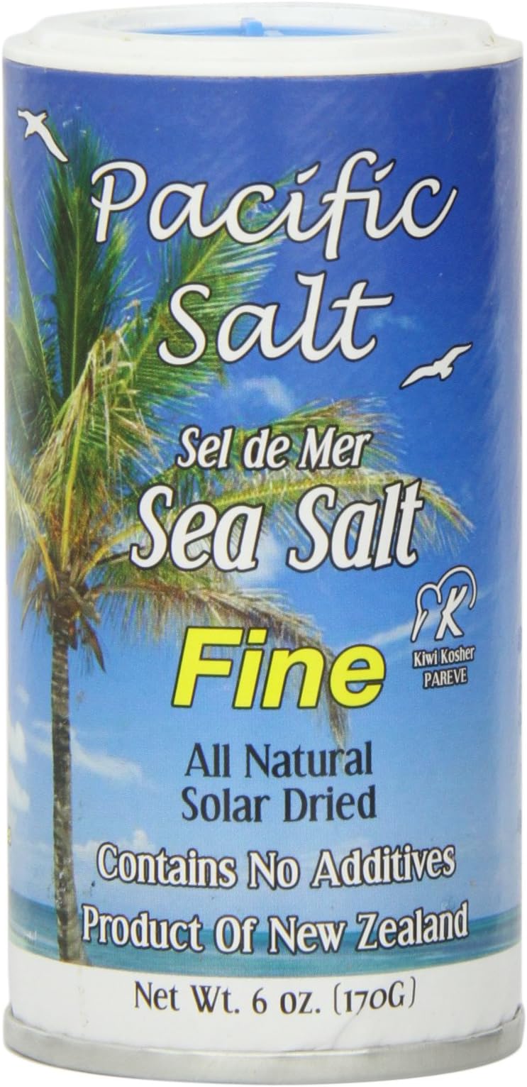 Pacific Salt Fine New Zealand Sea Salt, 6-Ounce (Pack of 6)
