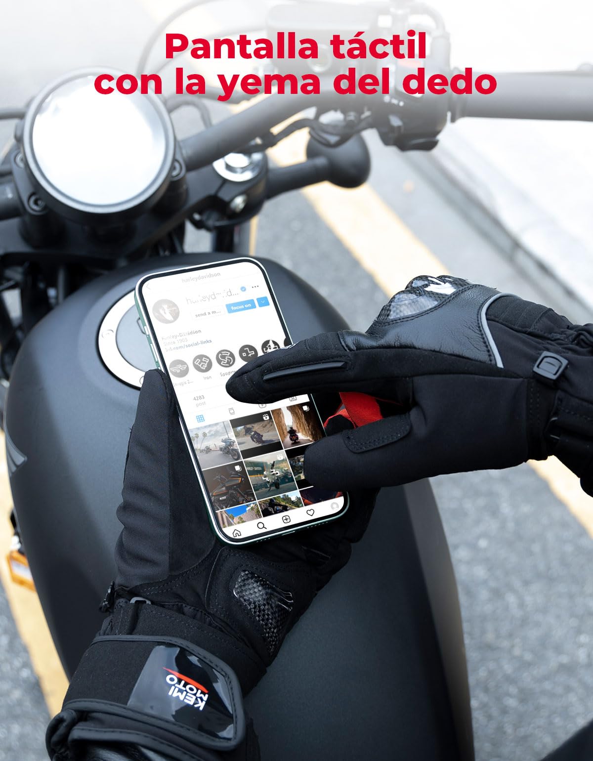 KEMIMOTO Guantes Moto Invierno Impermeables, Guantes Moto Hombres Mujeres con Pantalla Táctil para Motociclismo, Esquí
