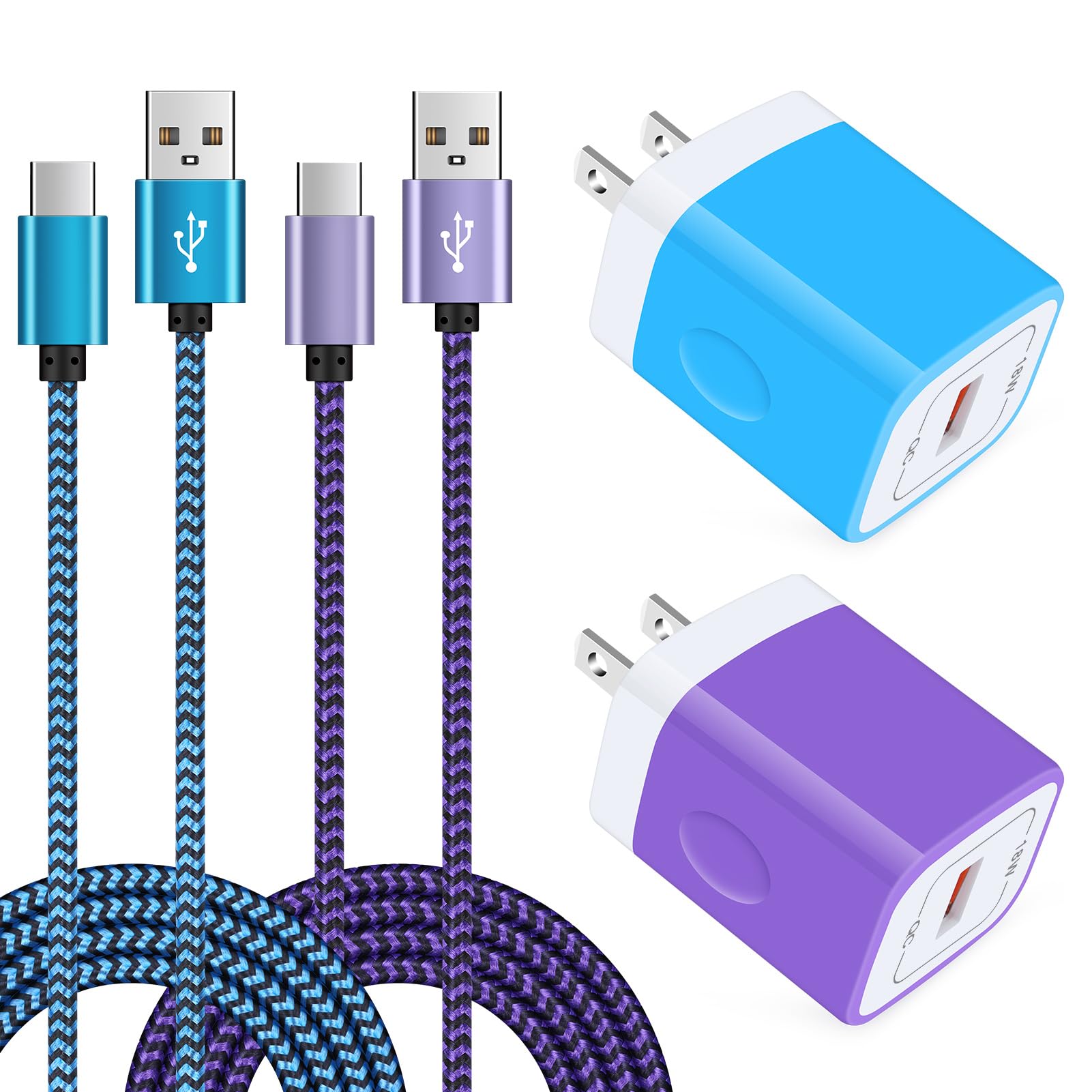 Fast Charger Block Wall Pug Type C Charger Cable Quick Phone Charger for Samsung Galaxy S24 S23 S22 S21 S20 Ultra FE 5G Plus S10 S10e S9 S8 Note 20 10 9 8, A53 5G A52 A42 A32 A13 A14 A51 A71 A20 A03s