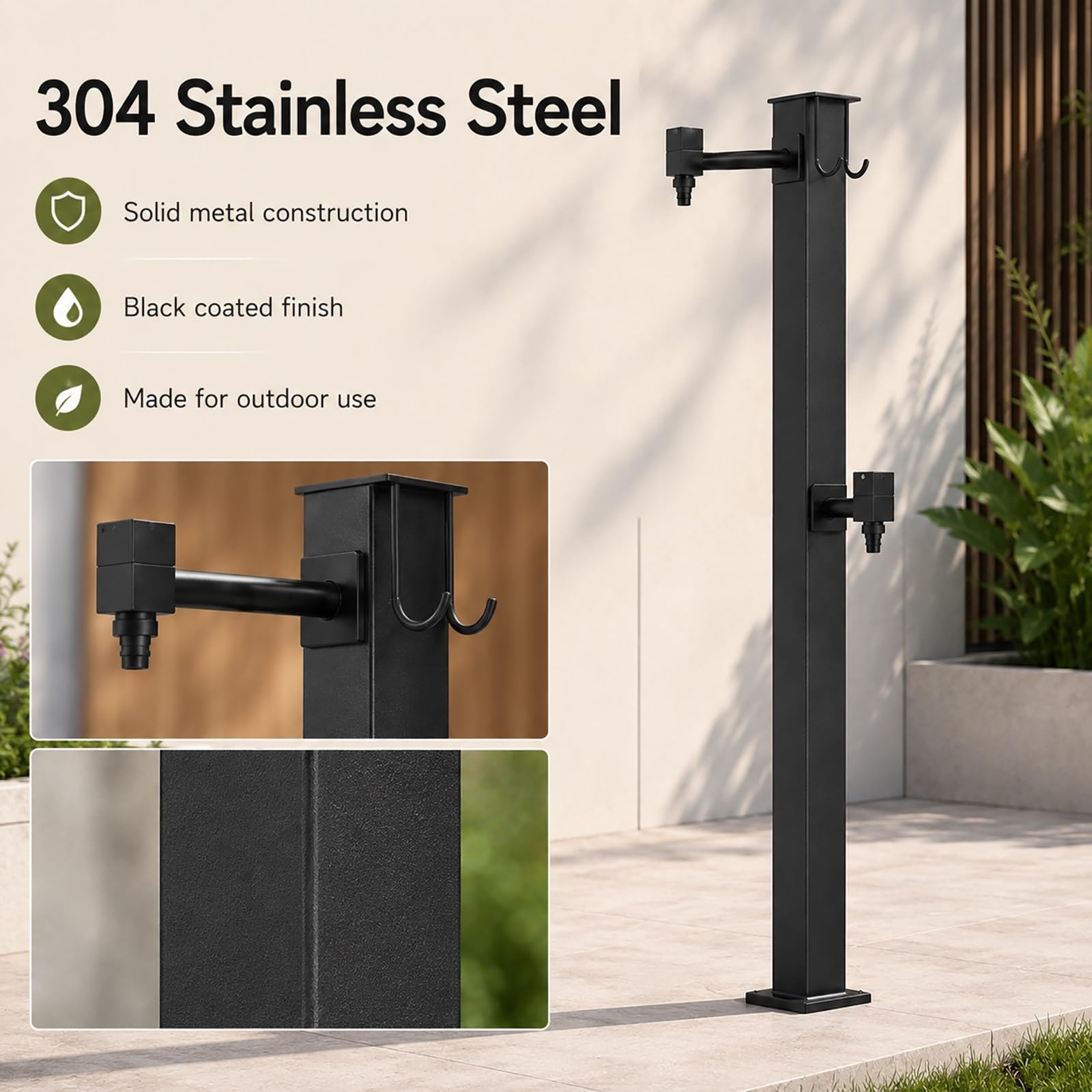Stainless Steel Outdoor Vertical Square Garden Water Column
