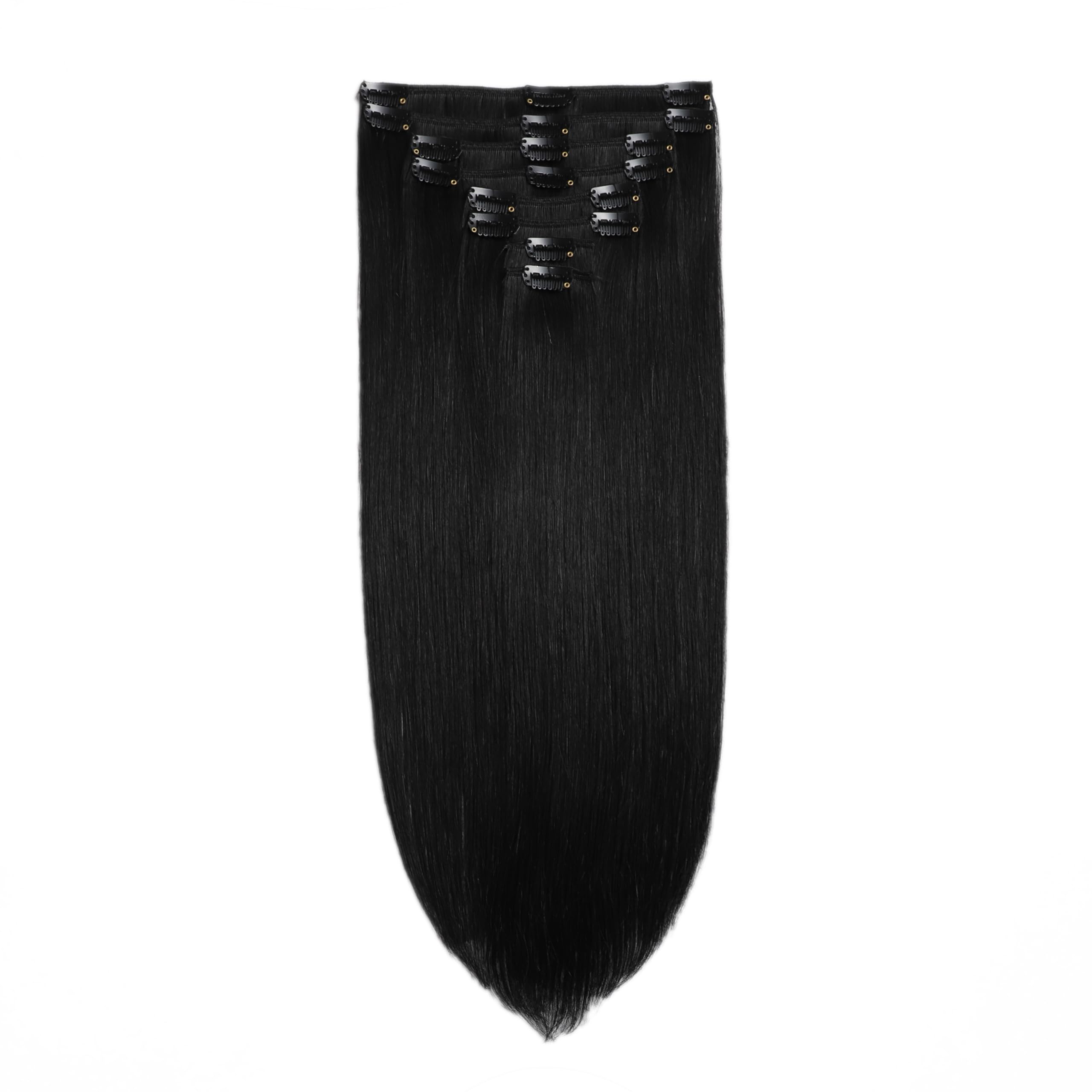 QingChang Clip in Hair Extensions Real Human Hair, Remy Human Hair Extensions Clip ins for Women, Invisible Seamless Natural Straight Double Weft,