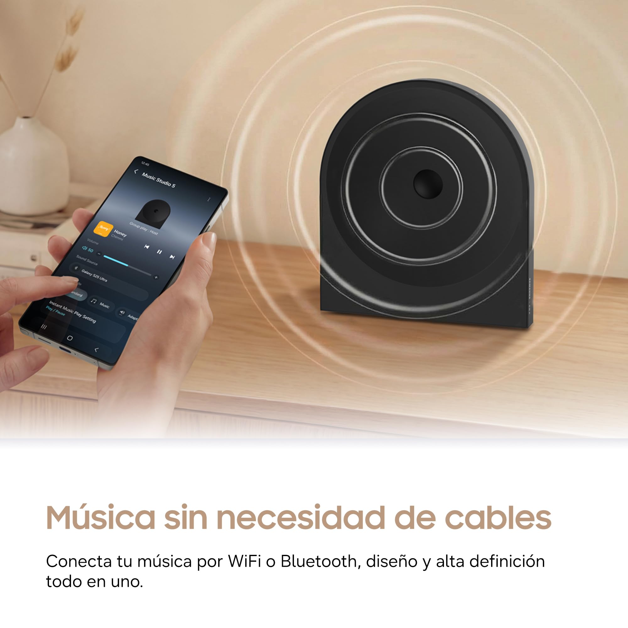 Samsung Głośnik HW-LS51H/XC, ekskluzywny design od Bouroullec, bezprzewodowy Dolby Atmos®, Q-Symphony