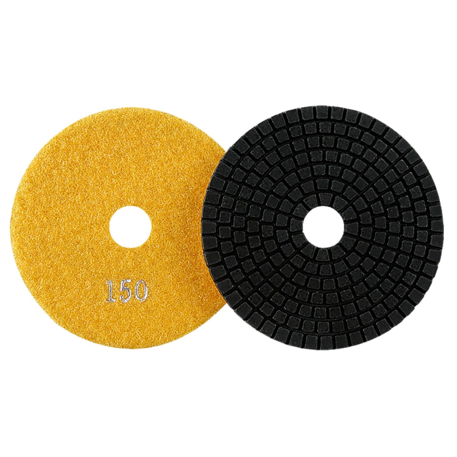 MiJunHD Diamond Polishing Pad, 4 inch 100 mm 150 Grit Sanding Discs for Grinder & Polisher, Hook and Loop Backing Pad for Grinding Buffing Granite Marble Concrete Stone (1 Piece)