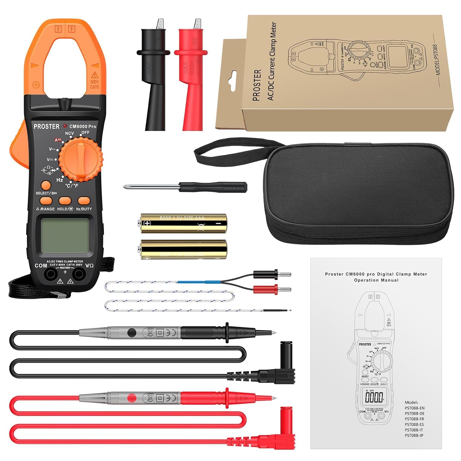 Proster 6000 Count Clamp Meter 800A Amp Tester TRMS NCV Multimeter Kit — Amazon image 7