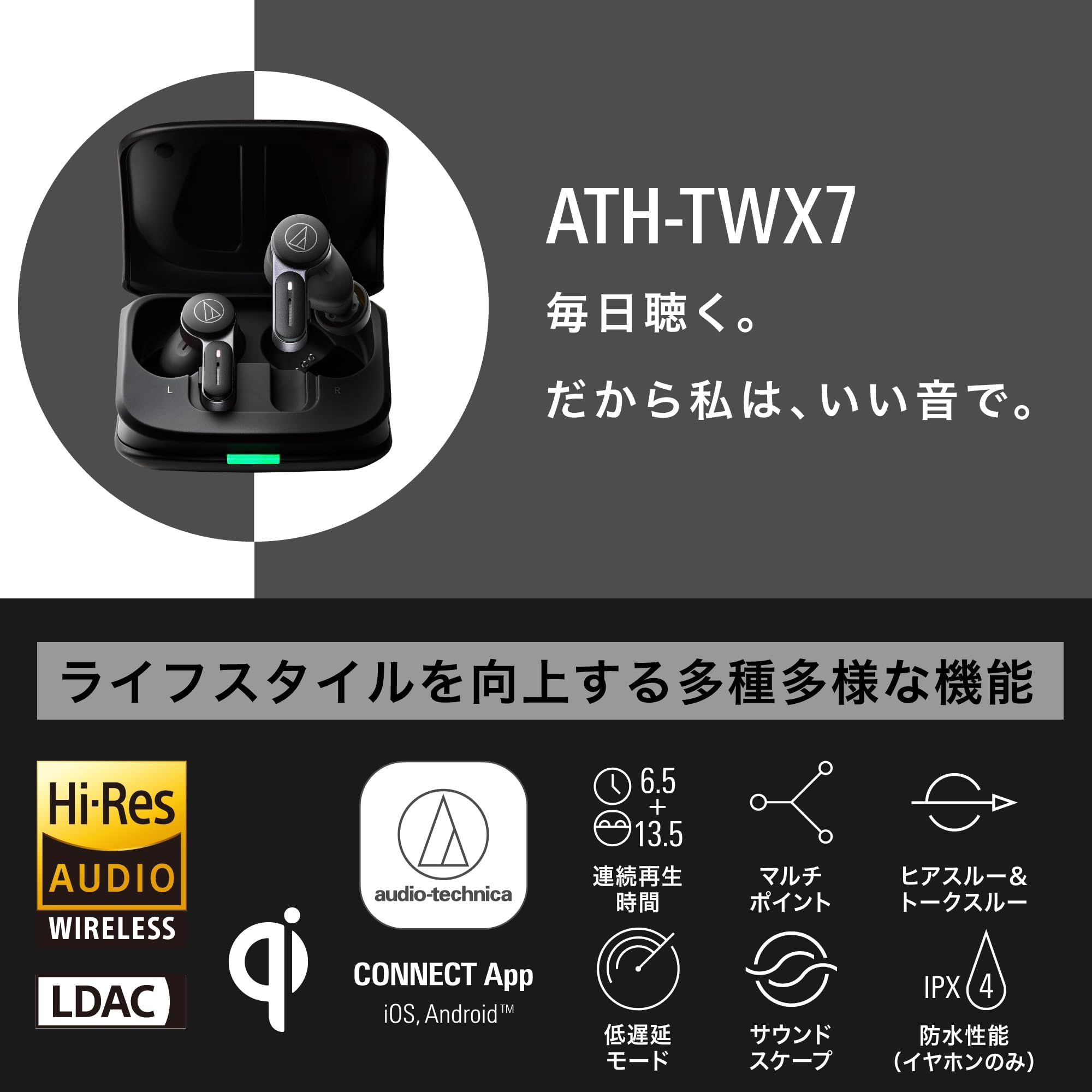 Amazon.co.jp: オーディオテクニカ ワイヤレスイヤホン ATH-TWX7